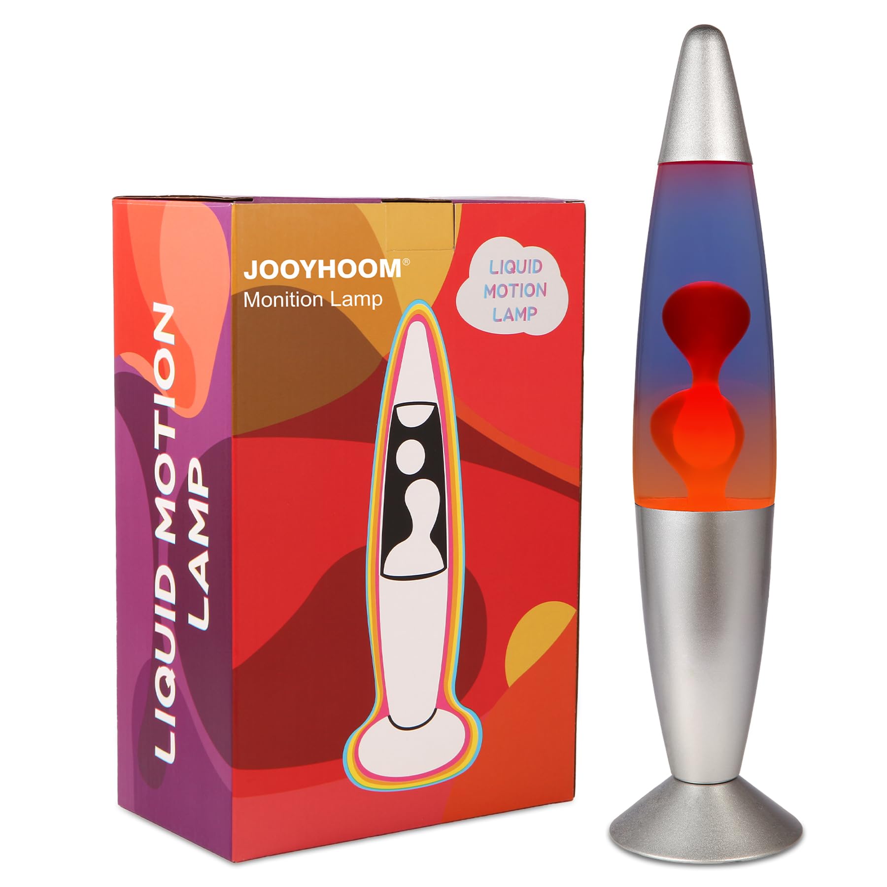 16 Inch Purple and Orange Wax Liquid Motion Lamp - Magma Lava Night Light for Home, Office, Bedroom, Living Room Decor - Relaxing Mood Light for Adults, Teens, Kids (Silver Base) | Perfect for Meditation, Stress Relief, and Cozy Ambiance
