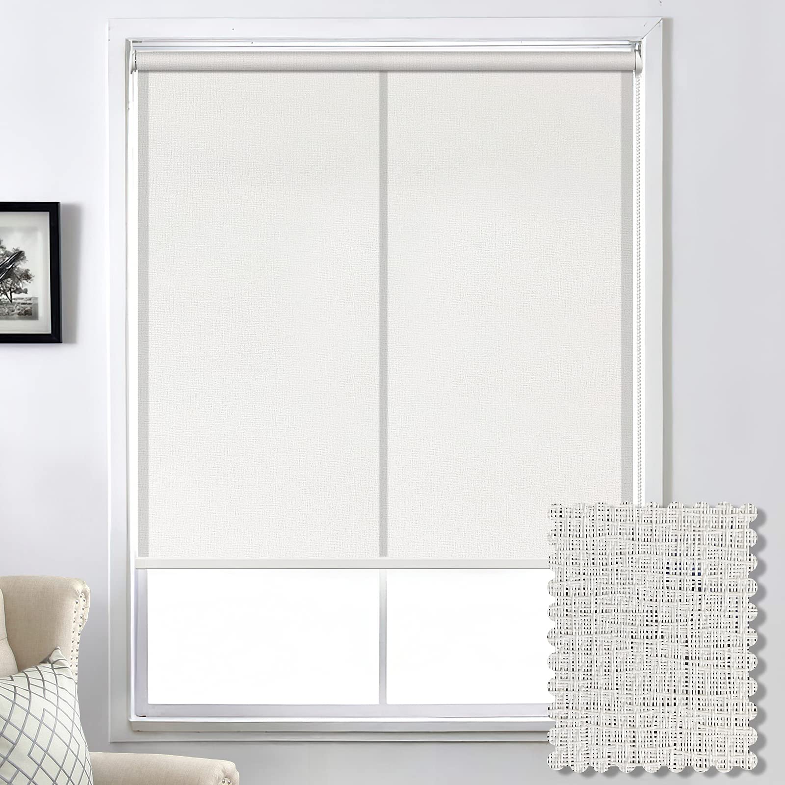 Solar Roller Window Blinds - Jacquard Light Filtering Sun Shades with UV Protection & Flame Retardant for Glare Control | Easy Install Blackout Blinds for Home, Office & Doors (Perfect for Living Rooms, Bedrooms & Workspaces)