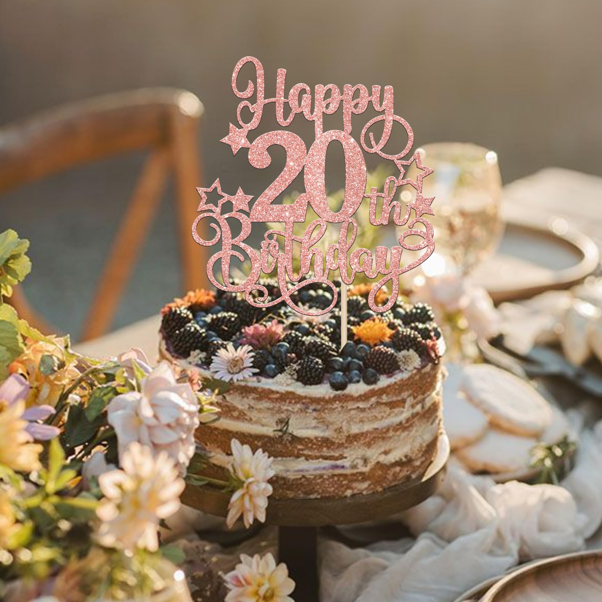1 PCS Happy 20th Birthday Cake Topper - Glitter 