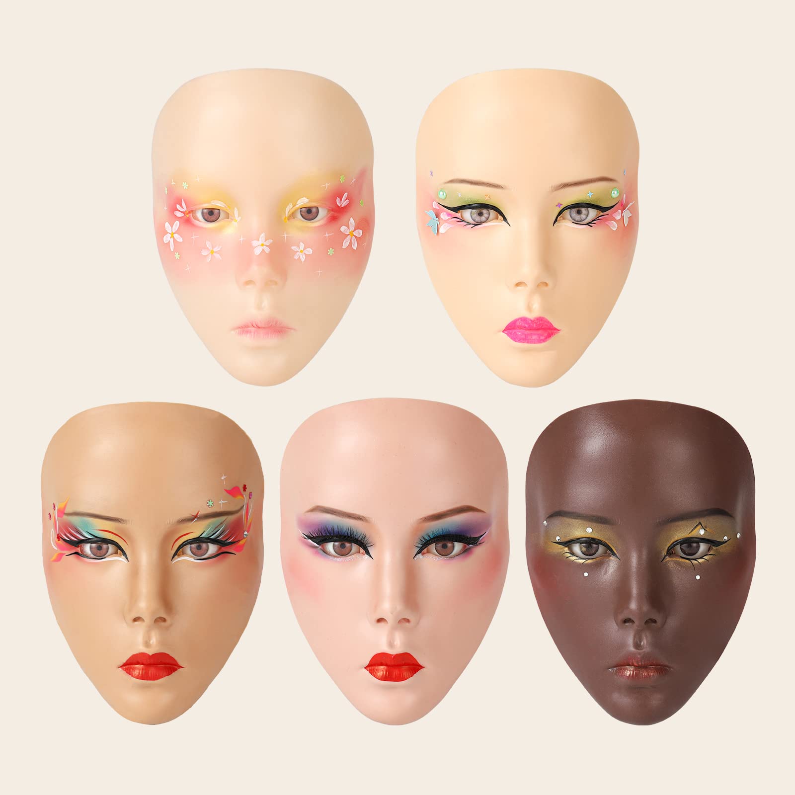 RCAMUNRE 5D Reusable Silicone Face Painting Practice Board - Professional Makeup Training Kit for Artists & Enthusiasts | Perfect for Self-Taught Learning, Salon Practice & Halloween Makeup Prep