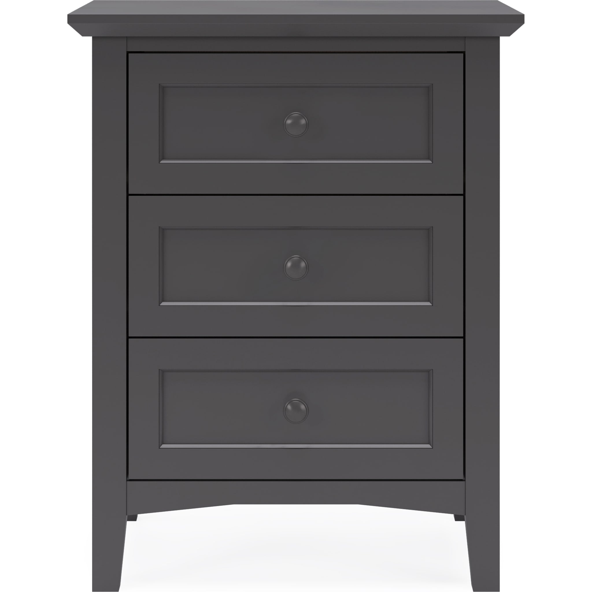 Grace 3-Drawer Nightstand in Raven Black - Modern Bedside Table for Bedroom, Living Room & Guest Room Storage