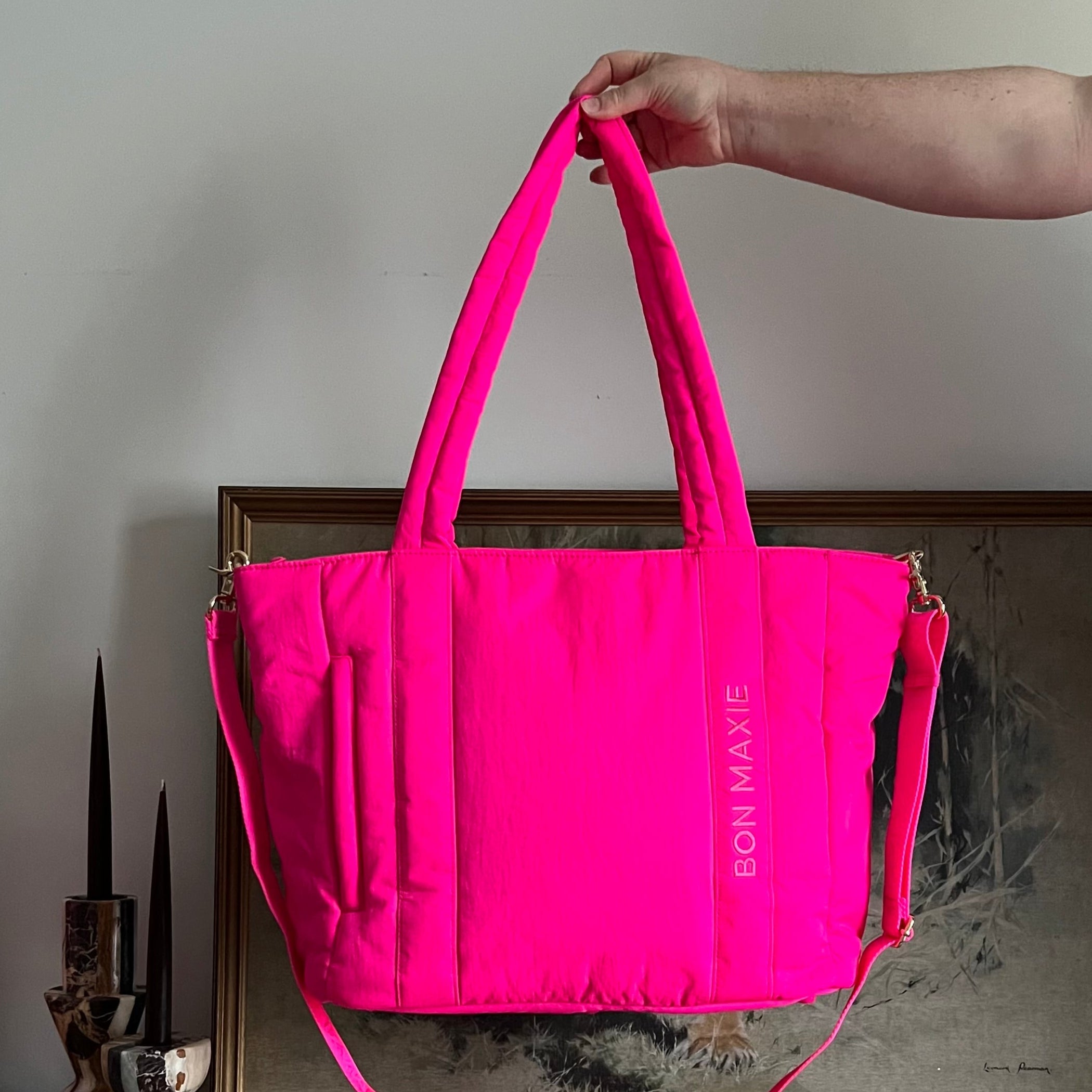Stylish Neon Pink Tote Bag for Women - Lightweight & Durable Everyday Shoulder Bag - Perfect for Work, Shopping, and Beach Outings