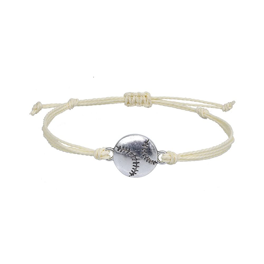 Waterproof Wax Thread Woven Adjustable Sports Bracelets for Men & Women - Football, Volleyball, Baseball, Rugby, Basketball Fan Jewelry - Perfect for Games, Workouts & Outdoor Activities
