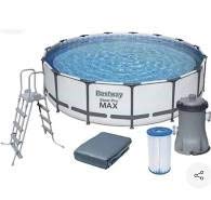 Bestway Steel Pro Max Round Pool - 15ft x 3.5ft, Durable PVC Reinforced Frame, Ideal for Backyard Fun, Family Gatherings, and Summer Relaxation