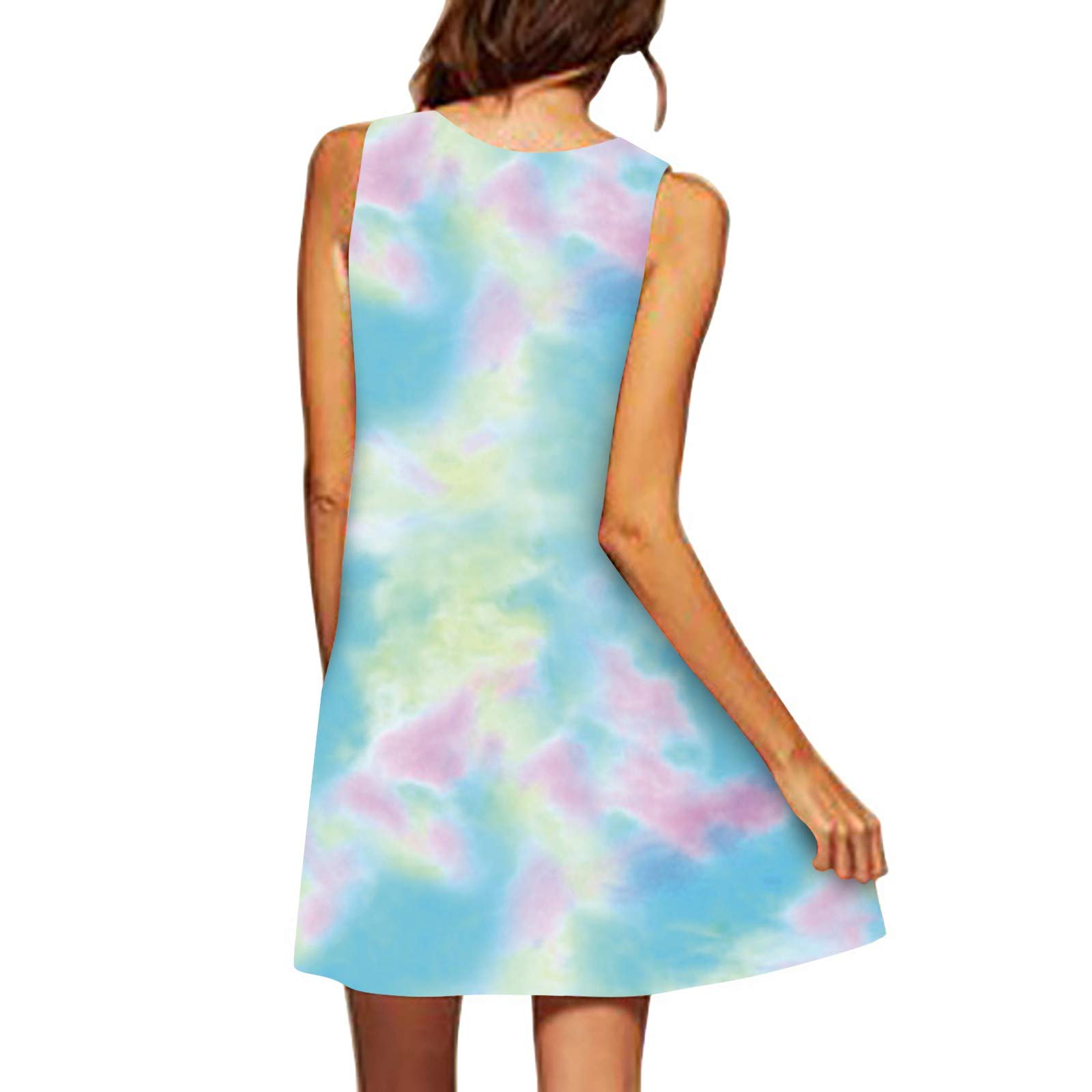 Women's Summer Casual Sleeveless Round Neck Printed Loose Dress - Perfect for Beach Vacations, Outdoor Parties & Daily Wear