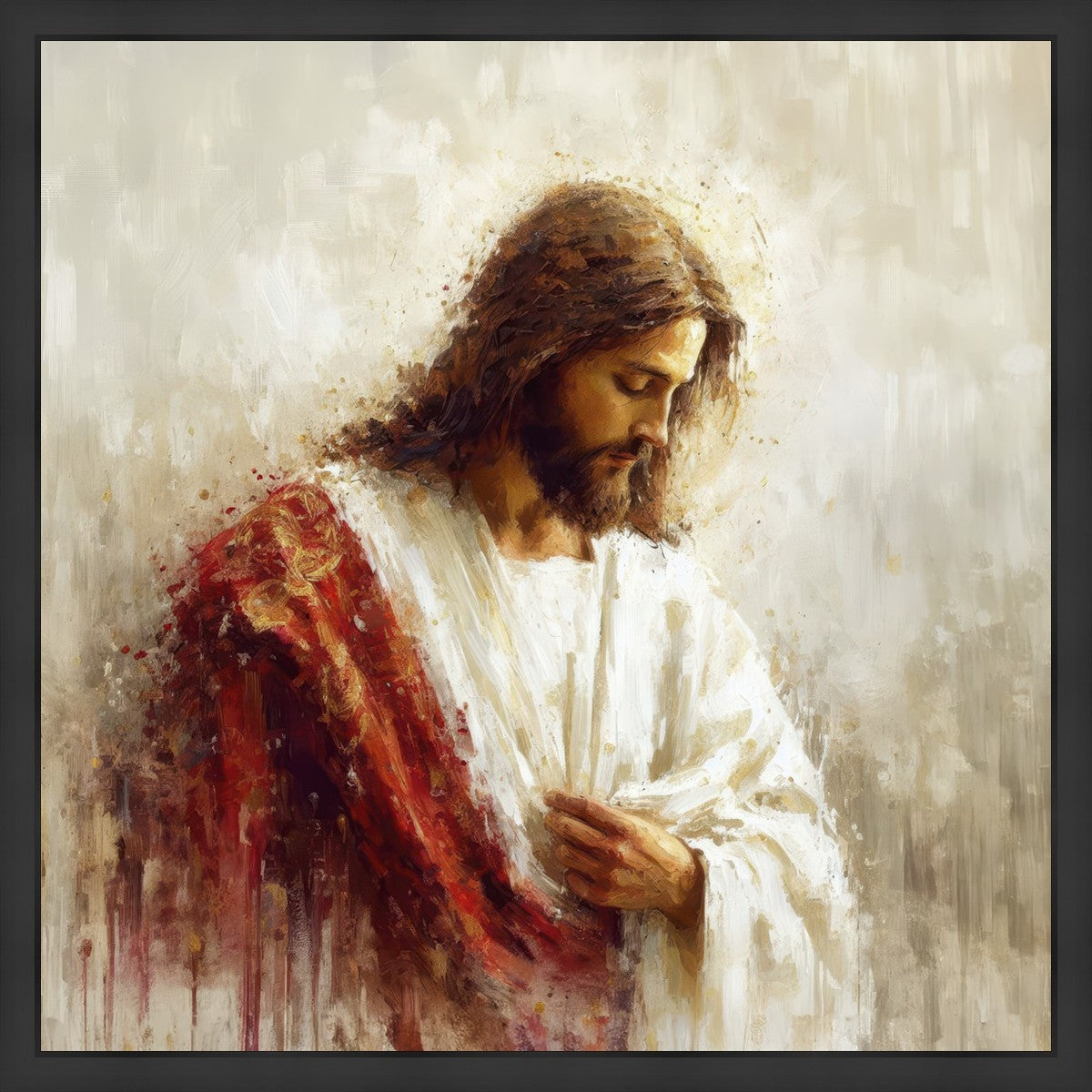 Large Jesus Christ in Red Robes Wall Art - Religious Home Decor for Living Room, Church & Prayer Space