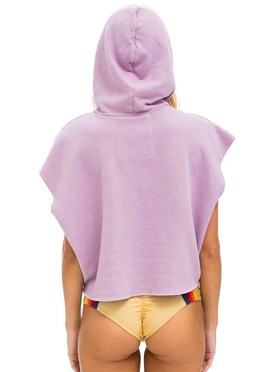 Aviator Nation Women's Rainbow Heart Stitch Sleeveless Hoodie - Mauve Purple | Trendy Cropped Pullover for Music Festivals & Streetwear Fashion