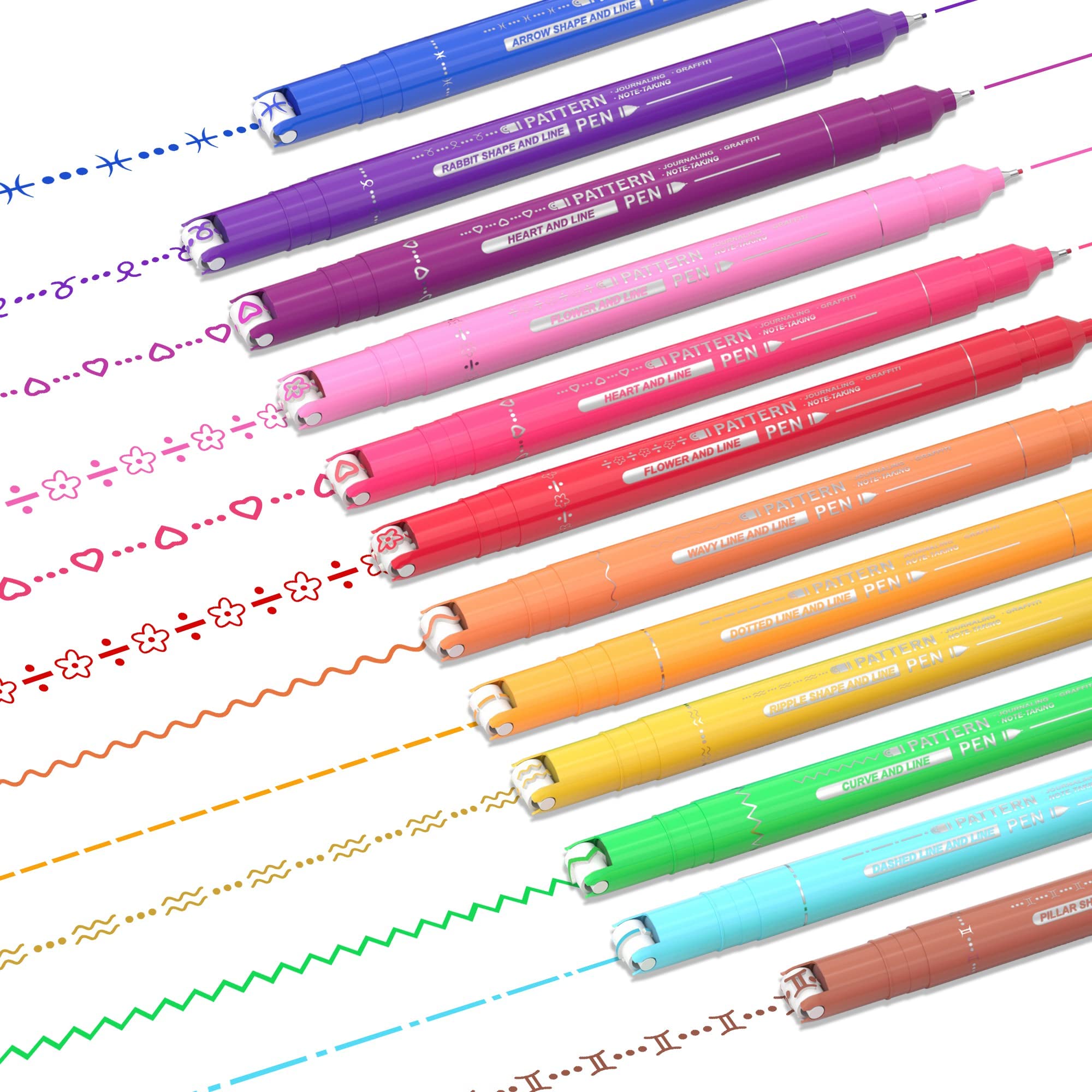 12-Color Dual Tip Highlighter Marker Pens Set - Vibrant Colors for Journaling, Note Taking, Drawing & Office Use - Perfect for Students, Artists & Professionals (School, Work, Planner, Scrapbook)
