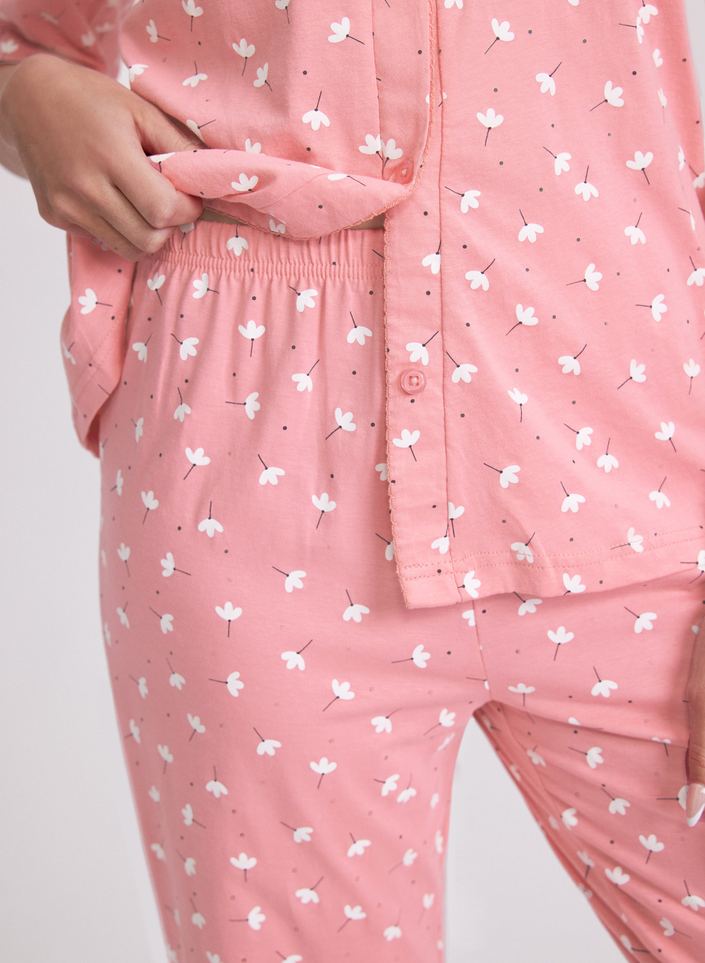 Floral Print Pajama Set for Women - Soft Cotton Sleepwear with Comfortable Fit - Perfect for Lounging, Sleeping & Relaxing at Home