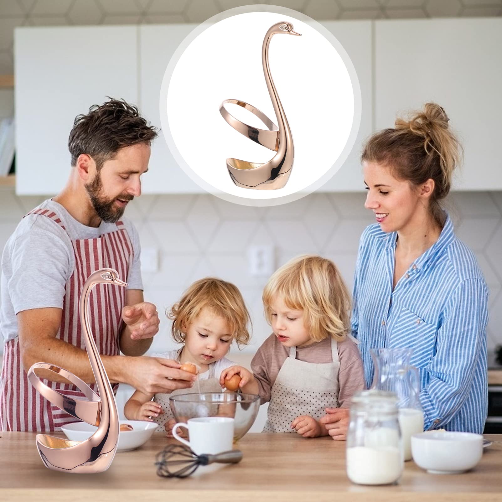 Elegant Stainless Steel Swan Spoon Rest & Table Decor - Rose Gold Coffee Spoon Holder, Fruit Fork Stand, Dessert Spoon Rest for Dining Table, Kitchen, Party, Wedding Decor