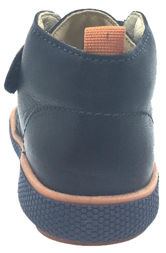 Naturino Boys' 9101 Navy & Orange Leather High-Top Sneakers with Hook & Loop Closure - Comfortable School Shoes for Active Kids