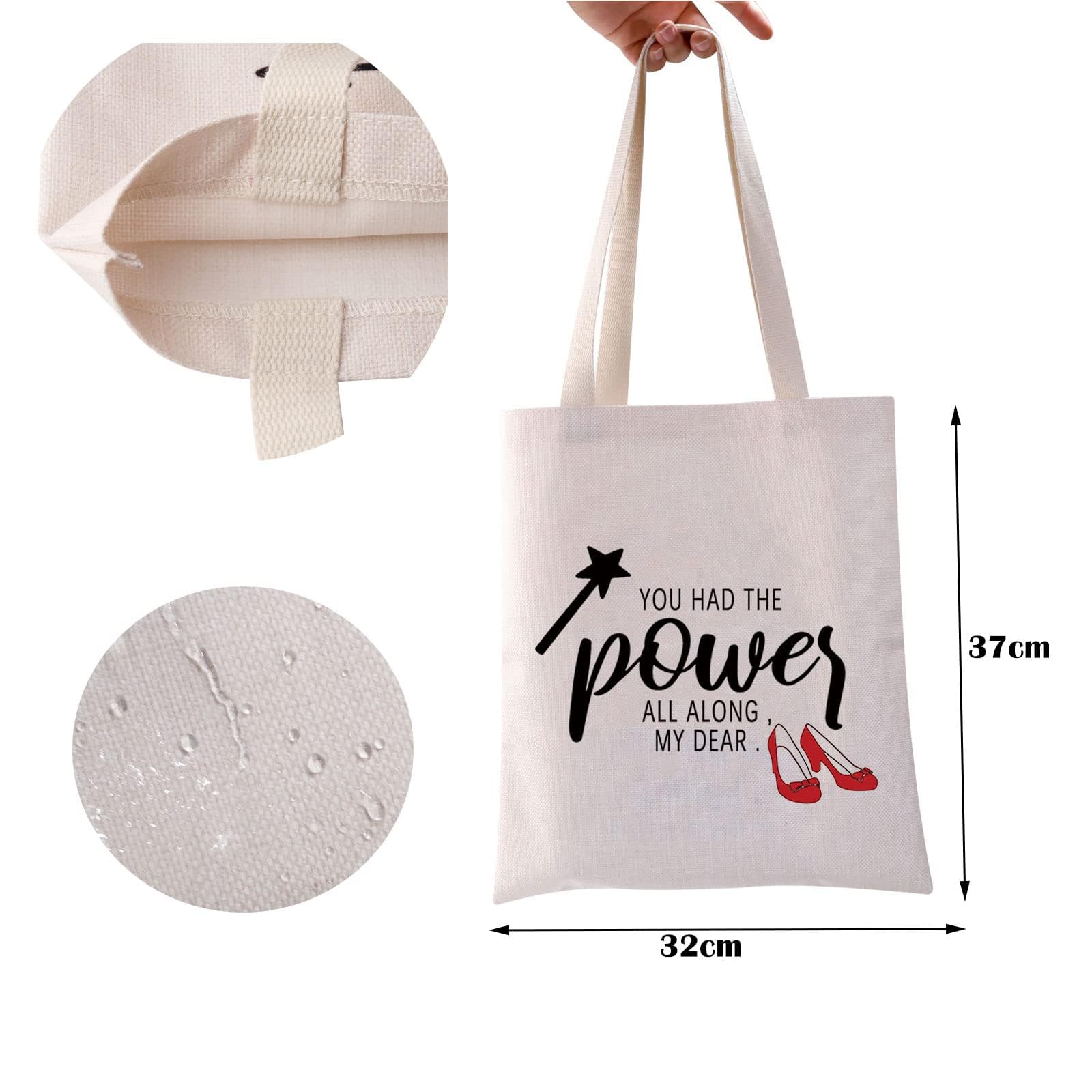 Inspirational Canvas Tote Bag - 'You Had The Power All Along My Dear' TV Show Inspired Gift | Motivational Makeup Bag for Women | Perfect for Work, Gym & Daily Use