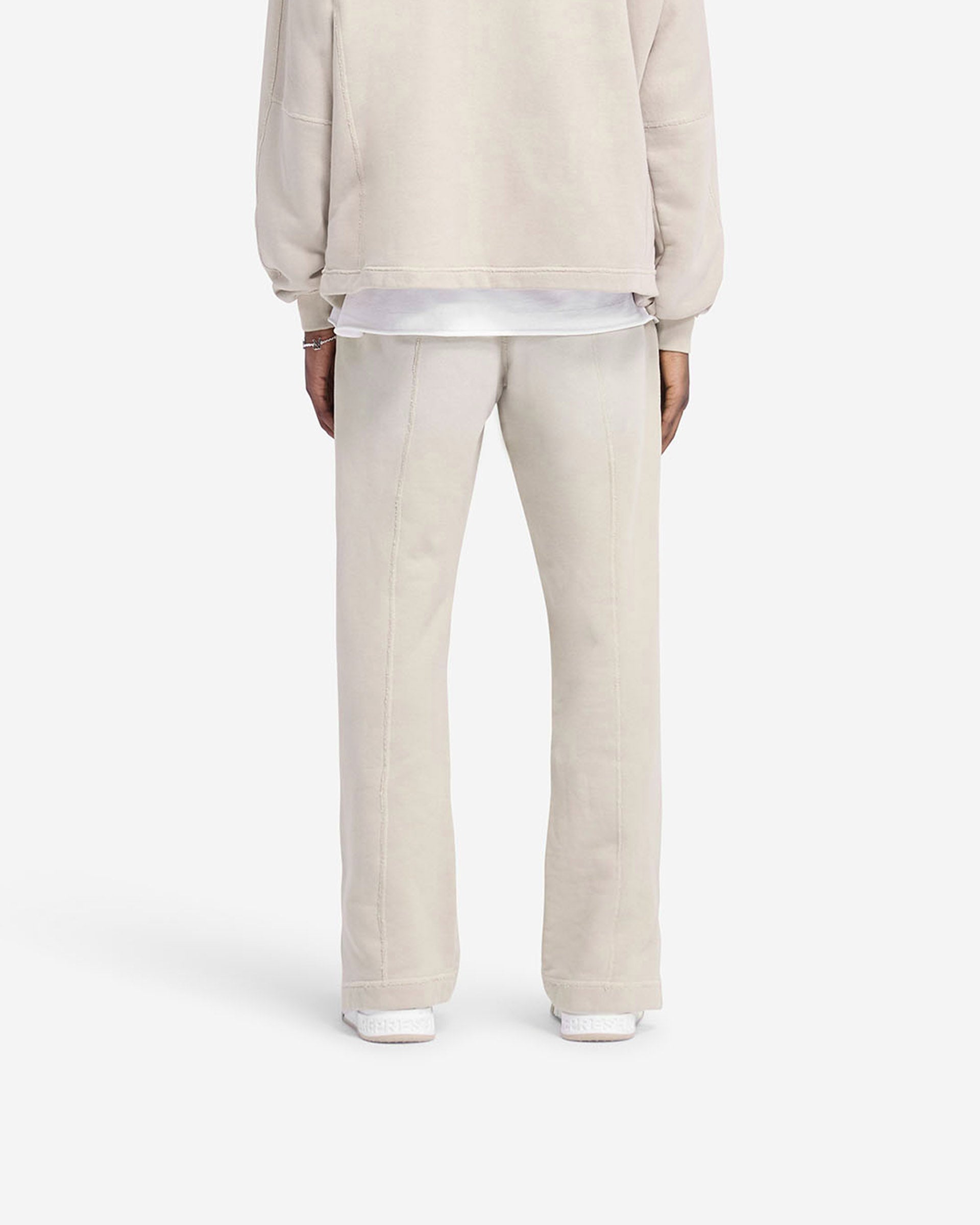 Stepped Hem Sweatpants for Women - Soft Oat Color High Waist Joggers with Side Pockets | Perfect for Yoga, Lounge & Casual Wear