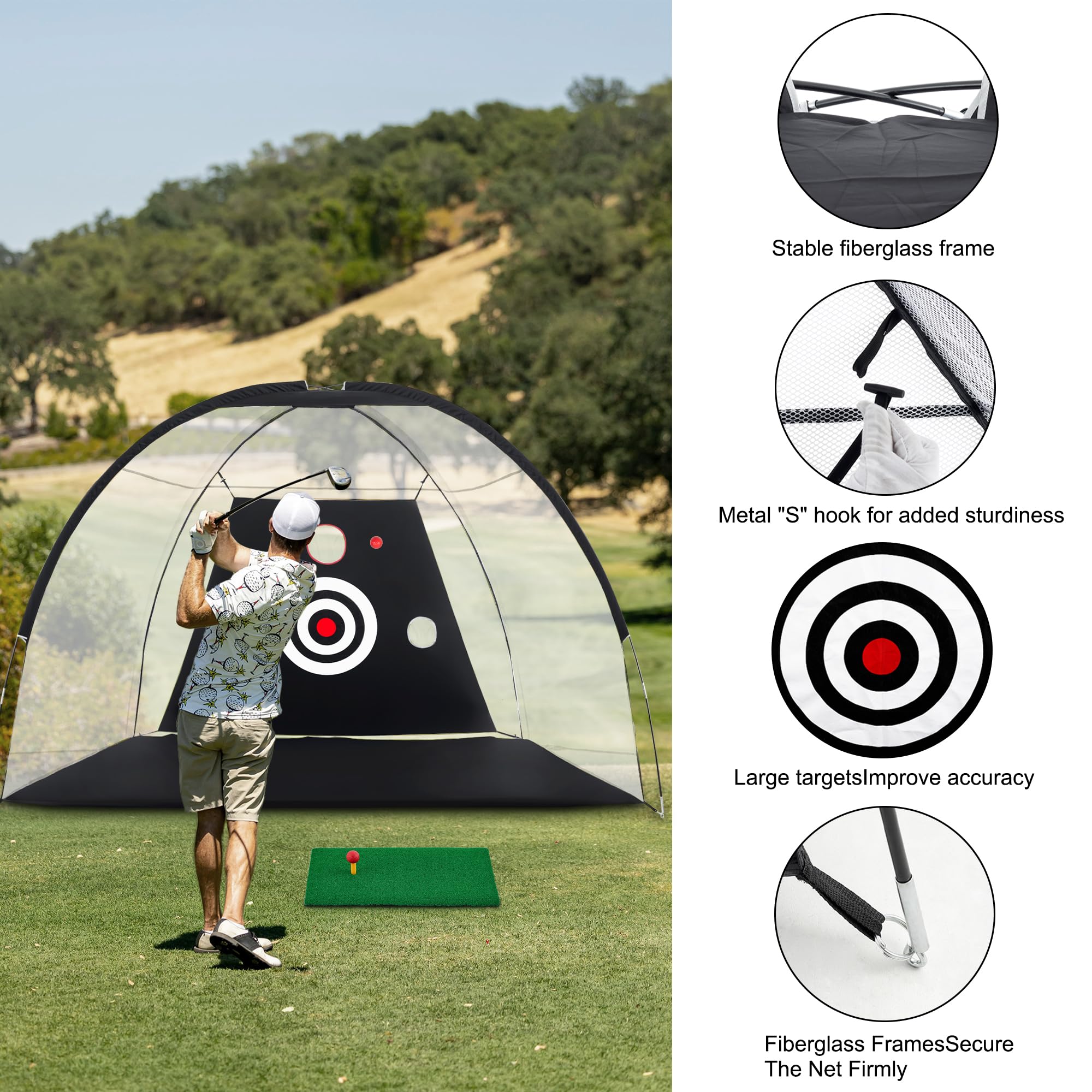 10x7ft Golf Practice Net for Backyard Driving & Chipping - Heavy Duty Golf Training Net with Swing Trainer - Perfect Golf Gift for Men & Women - Ideal for Home, Driving Range & Outdoor Practice