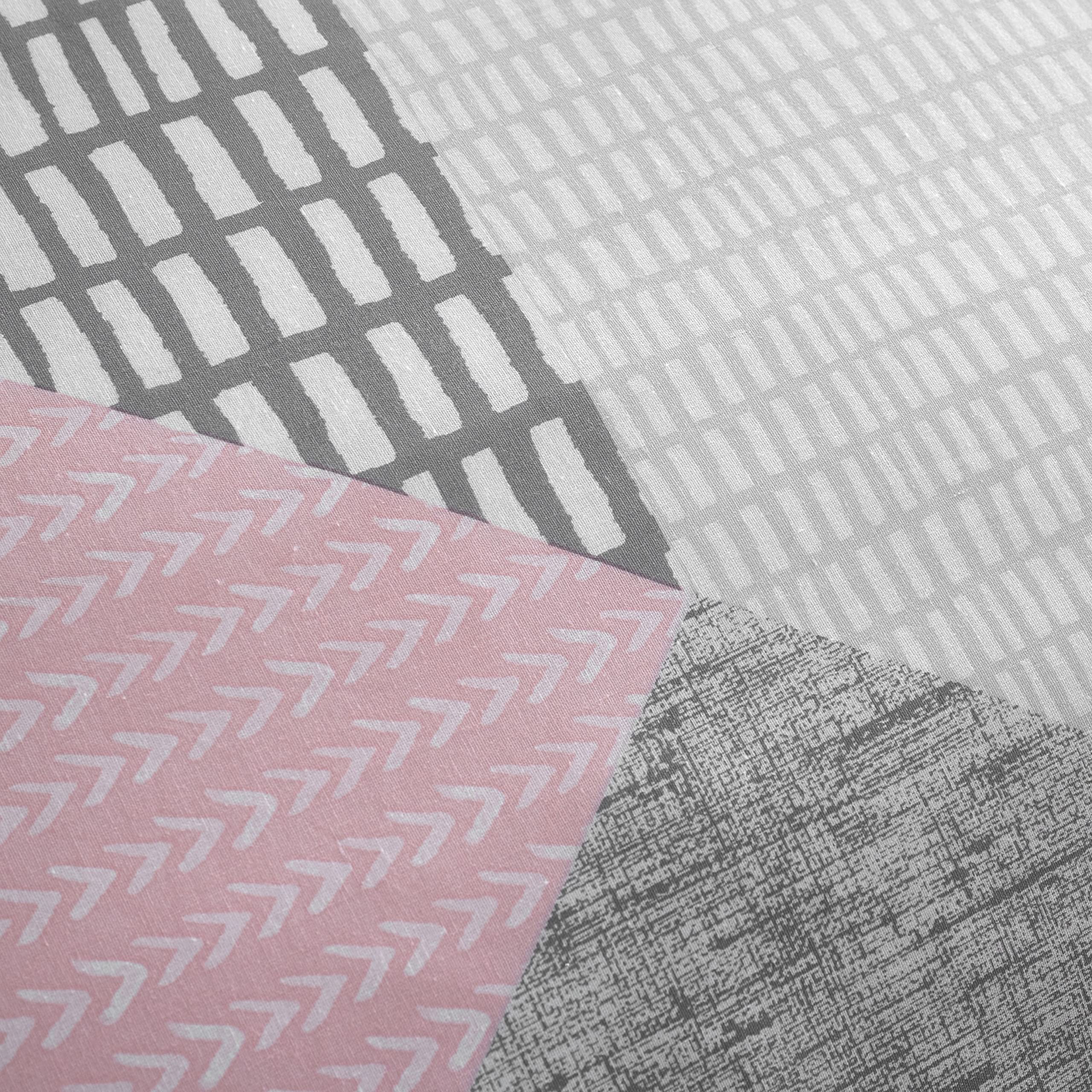 Catherine Lansfield Larsson Geo Pink Double Duvet Cover Set with Pillowcases - Soft Geometric Bedding for Master Bedroom & Guest Room