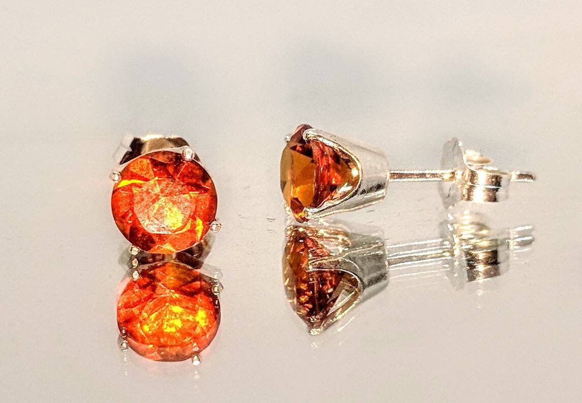 Natural Golden Citrine Round Stud Earrings - 6mm Solid Sterling Silver or 14K Gold (Yellow/White/Rose) - February Birthstone Jewelry - Perfect for Daily Wear, Gifts & Special Occasions