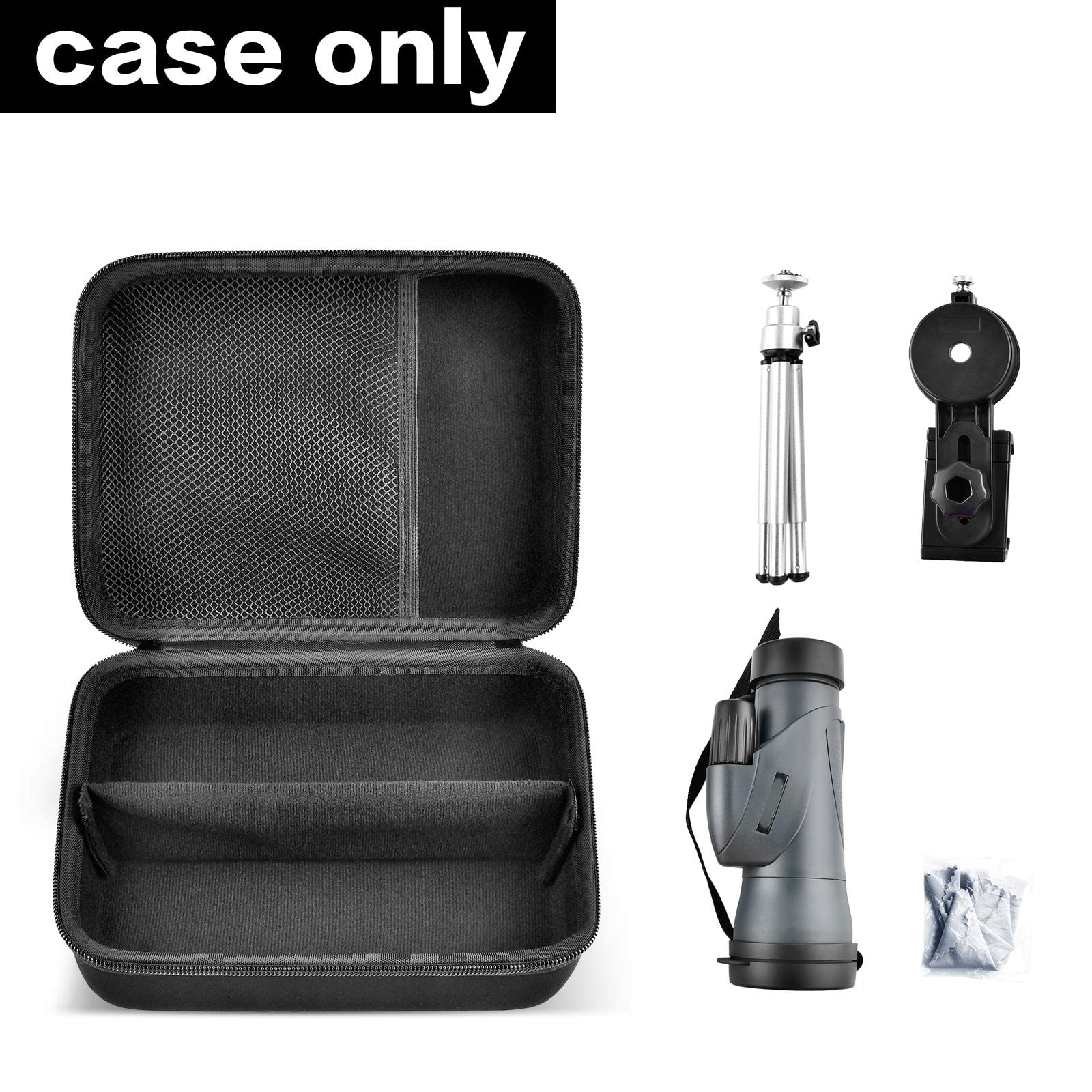 Monocular Telescope Case - Compatible with Gosky 12x55, Eullsi, PhysioPhyx 80x100, Pankoo 12x50 & Titan 12x55 HD Monoculars - Includes Smartphone Holder & Tripod Bag - Perfect for Hiking, Bird Watching and Outdoor Adventures