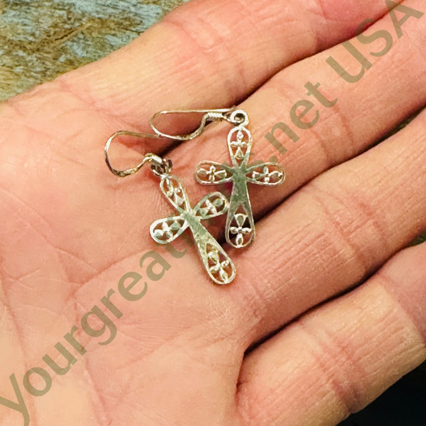 925 Sterling Silver Holy Cross Pierced Earrings for Women - Religious Jewelry Gift for Baptism, First Communion & Church Occasions