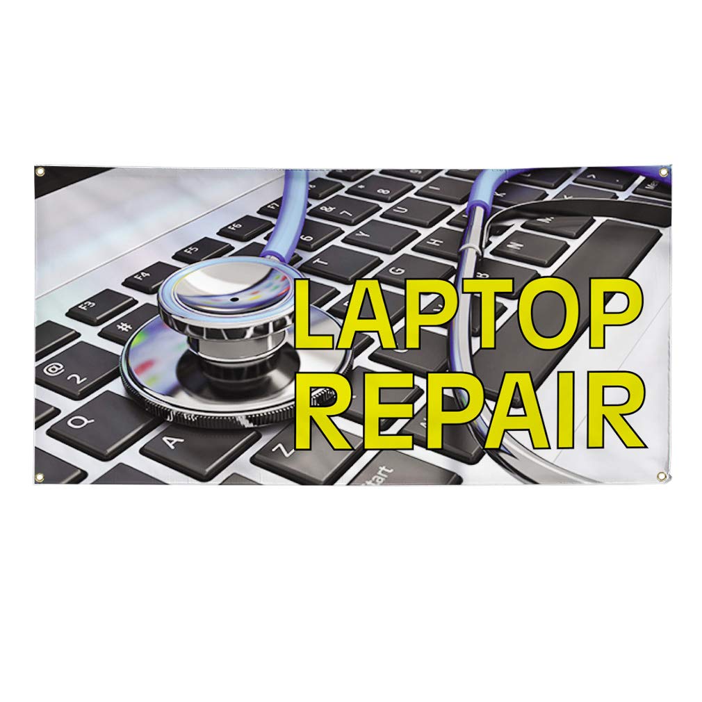 Vinyl Banner - Multiple Sizes (60x144 Inches) for Outdoor Advertising, Business Signs, Yard Signs & Laptop Repair - Weatherproof Industrial Material with 10 Grommets - Perfect for Storefronts, Events, Construction Sites & Trade Shows