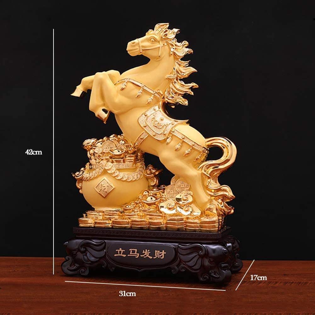Premium Feng Shui Horse Statue - Handcrafted Resin Sculpture for Home & Office Decor, Wealth & Prosperity Symbol - Perfect for Living Room, Entrance, Bathroom, or Garden Decoration