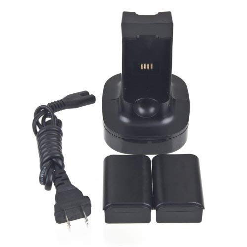 Universal Quick Battery Charger with 2 Rechargeable Batteries for Microsoft Xbox 360 Wireless Controller - Black | Long-Lasting Power for Gaming Sessions & Wireless Play