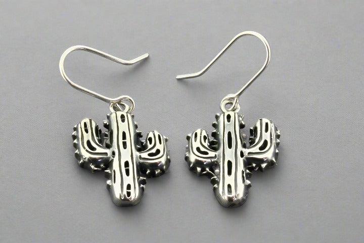 Sterling Silver Cactus Drop Earrings - Boho Chic Jewelry for Women, Perfect for Summer Outfits & Festivals