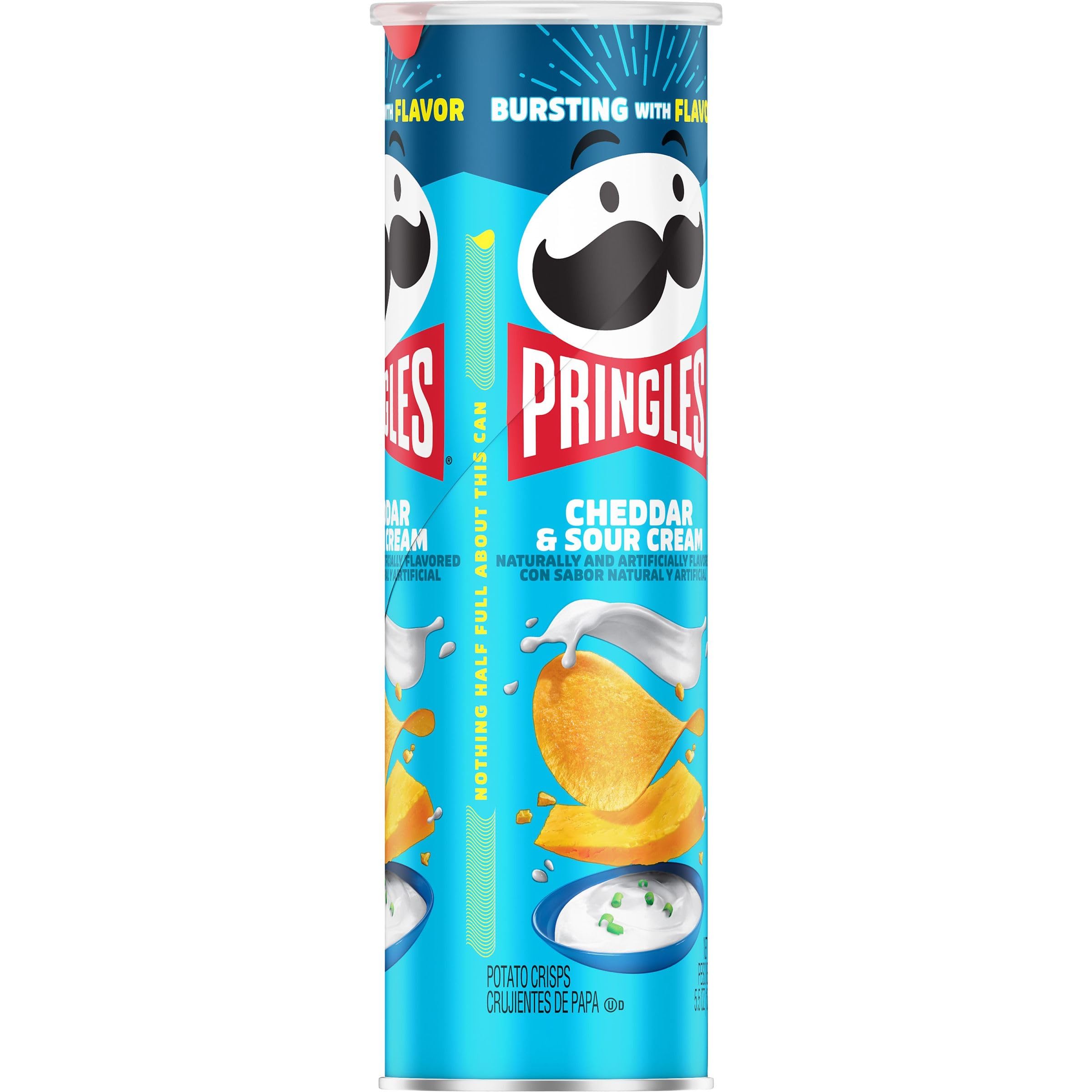 Pringles Cheddar & Sour Cream Potato Crisps - 5.5oz Can, Crunchy Snack for Lunch, Travel & On-The-Go | Perfect for Office, School & Road Trips