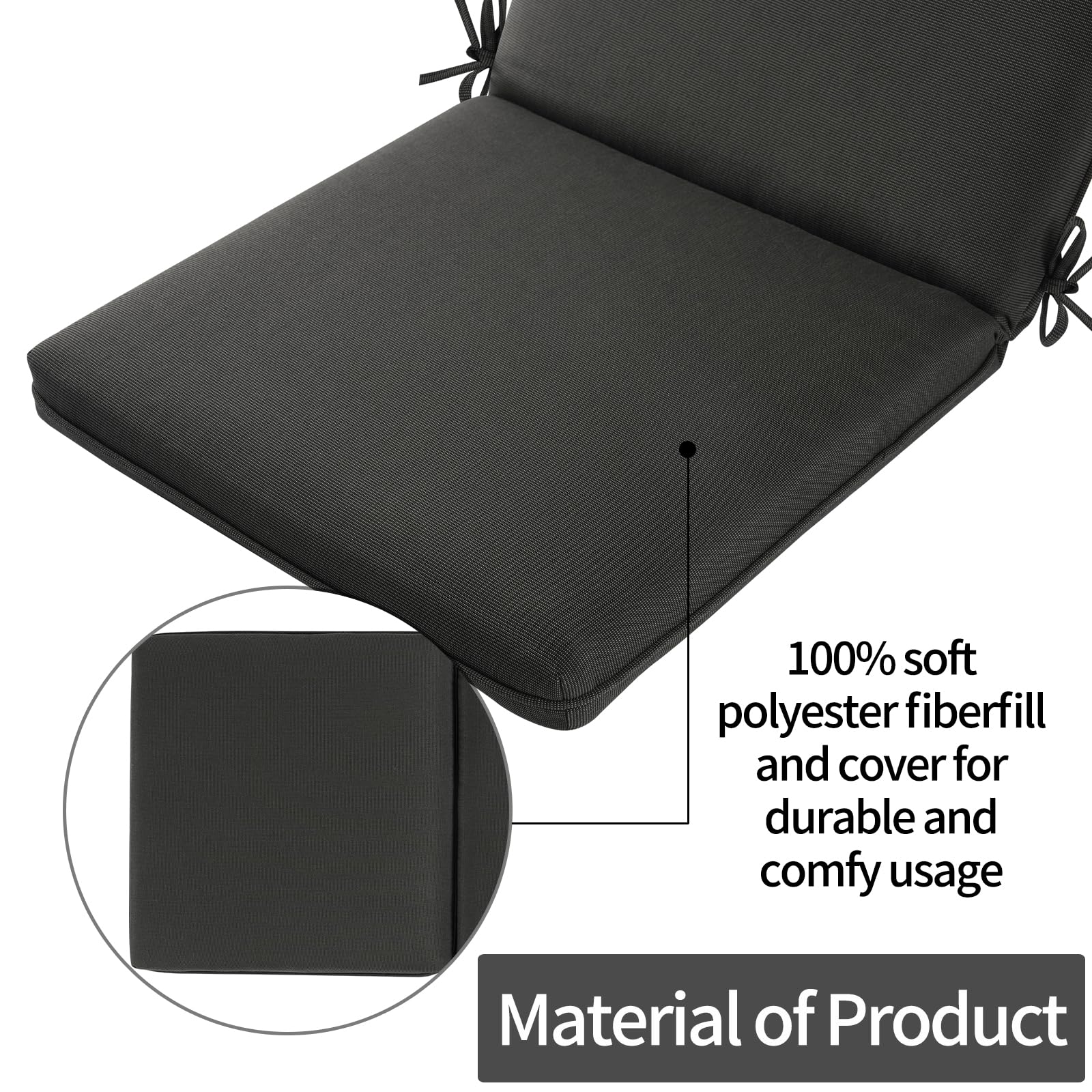 Premium Outdoor/Indoor Adirondack Chair Cushions Set of 2 - High Back Patio Furniture Replacement Cushions, Waterproof & UV Resistant (Black) - Perfect for Deck, Porch, Garden and Poolside Relaxation