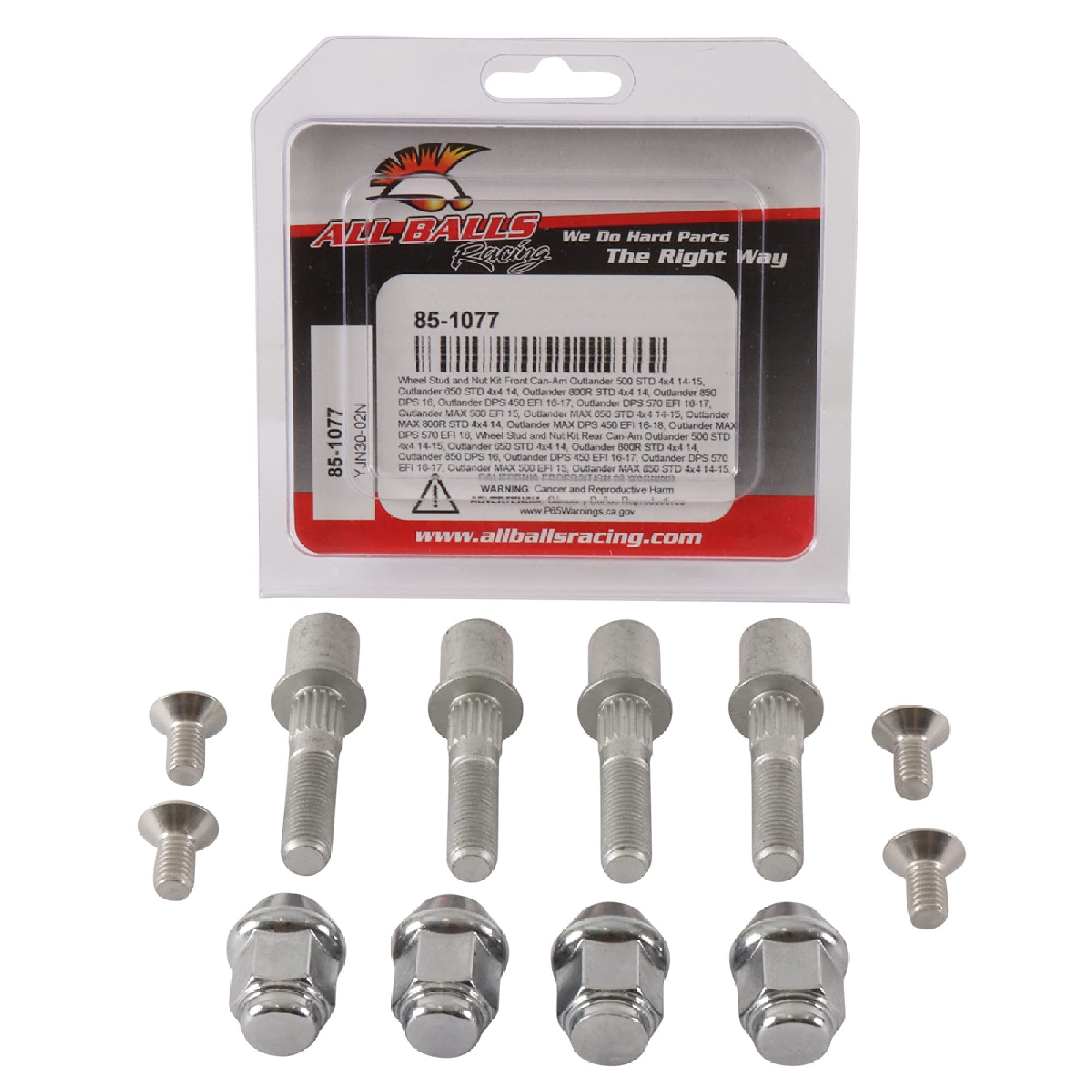 All Balls Racing 85-1077 Wheel Stud and Nut Kit (1 Pack) - High-Quality Replacement for Motorcycle & ATV Wheels - Perfect for Off-Road, Racing & Maintenance Upgrades