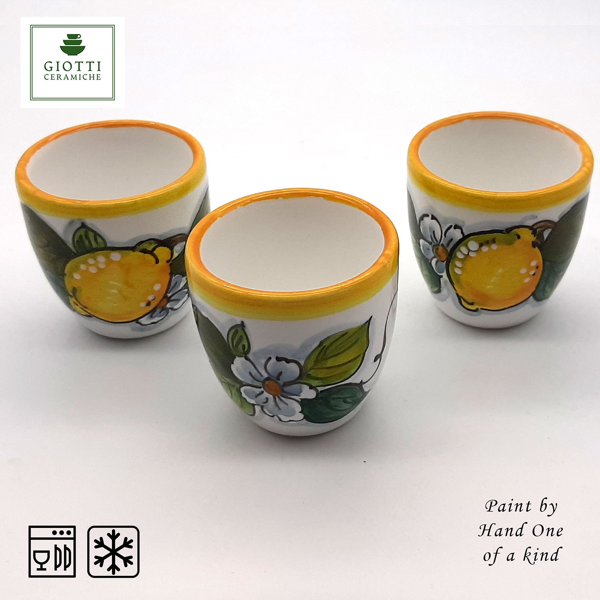 Italian Hand-Painted Limoncello Ceramic Set - 6 Shot Glasses & Tray with Lemon Design - Tuscan Kitchen Barware for Entertaining - Authentic Italy-Made Home Decor for Cocktail Parties & Gifts