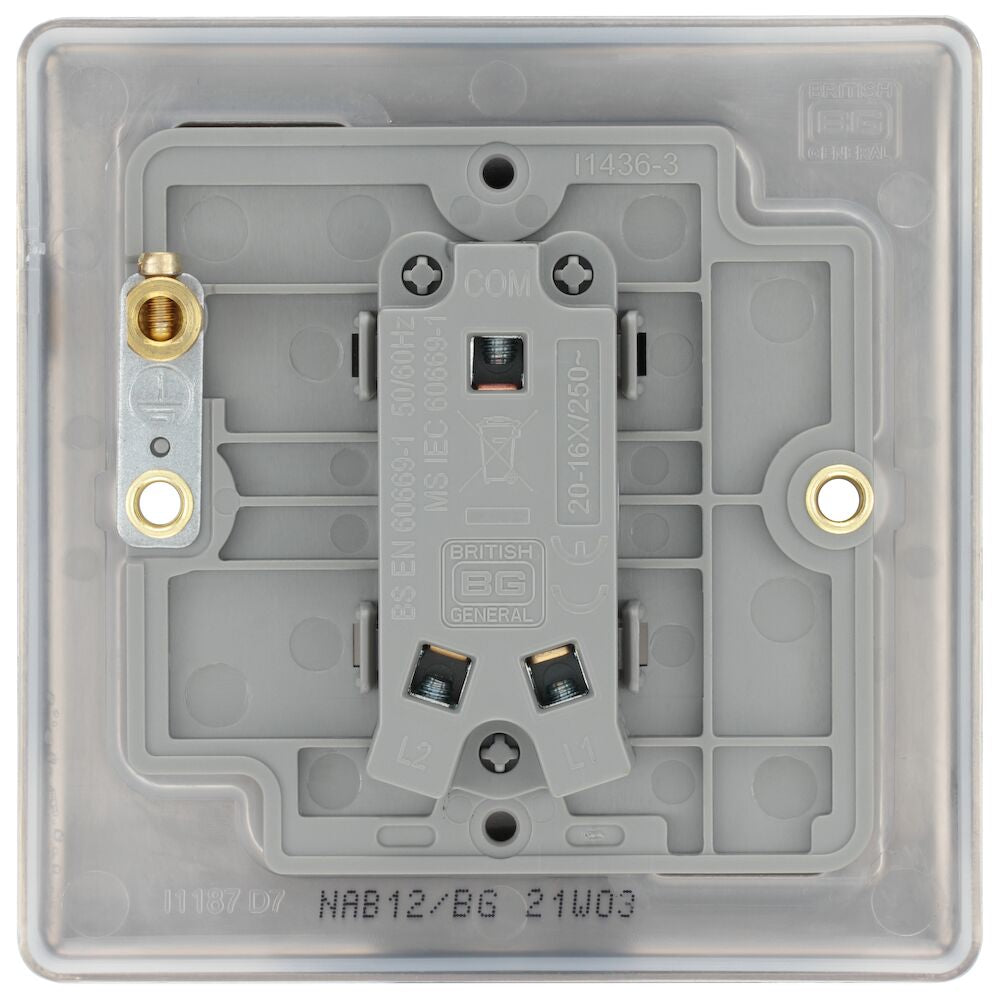 BG Nexus Metal Antique Brass 1 Gang 2 Way Light Switch NAB12 - Vintage Style Electrical Switch for Home, Office, and Commercial Spaces