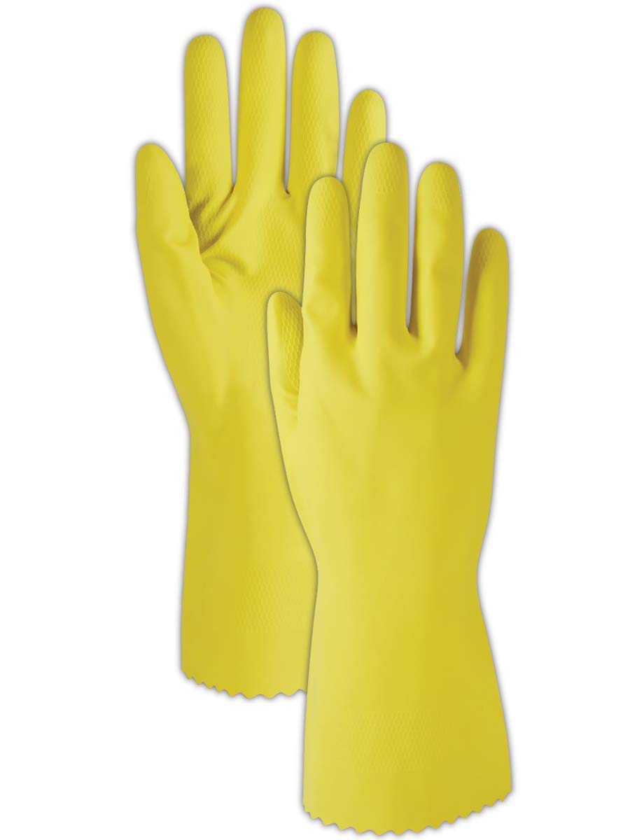 MAGID ComfortFlex 15 Mil Flock-Lined Latex Cleaning Gloves - 120 Pairs (626) - Heavy Duty Rubber Gloves for Dishwashing, Household Cleaning & Industrial Use