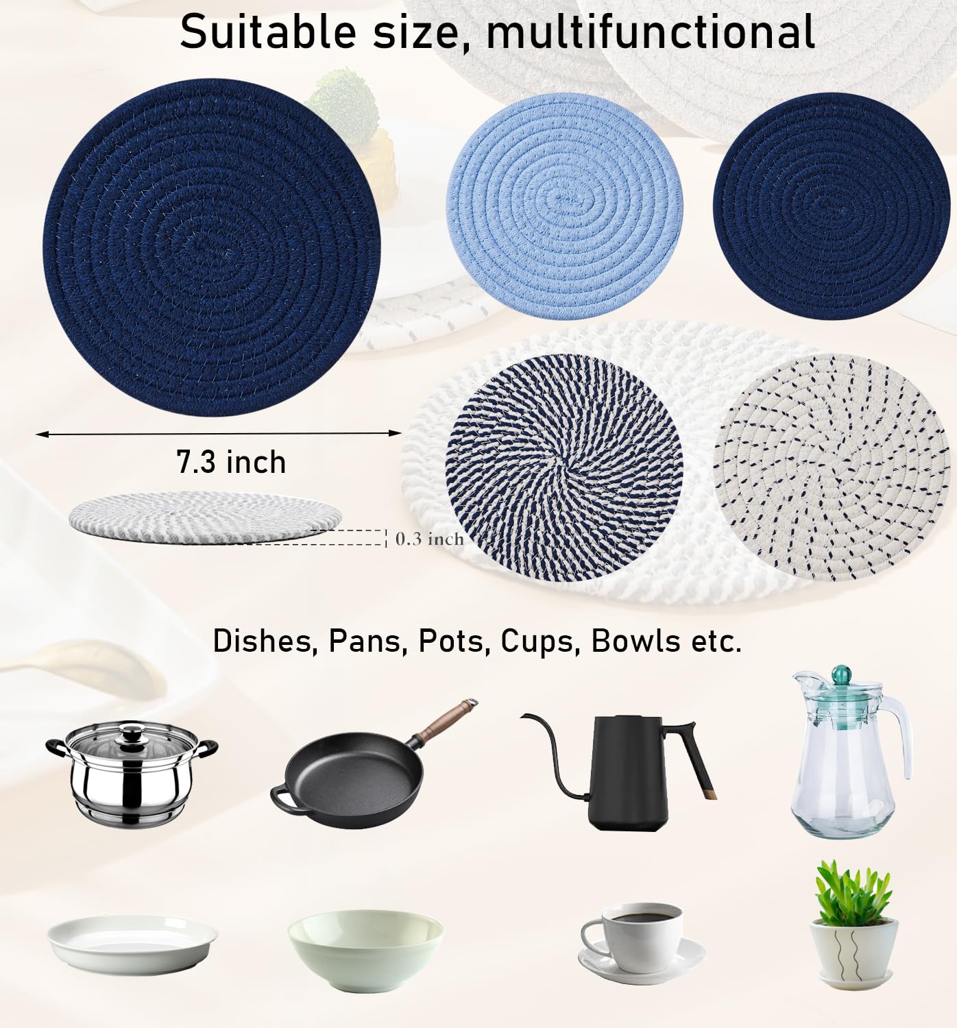 Heat-Resistant Trivets for Hot Dishes - 7.3