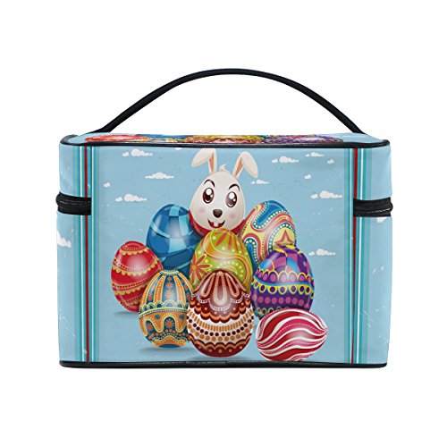 Easter Bunny Egg Travel Makeup Toiletry Organizer Case - Waterproof Cosmetic Bag for Women | Perfect for Holiday Travel, Spring Break & Easter Gifts