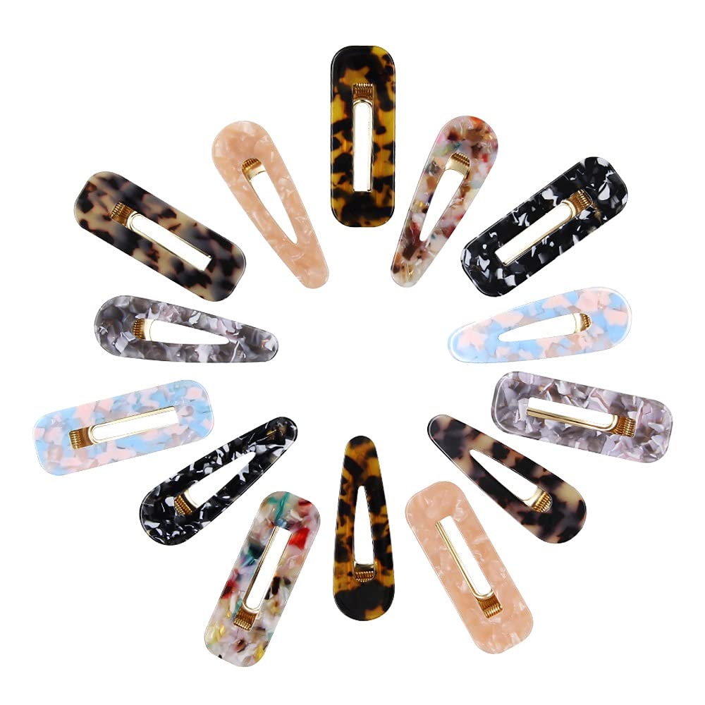 14pcs Resin Hair Barrettes for Women & Girls - Durable Fashion Alligator Hair Clips & Hairpins - 7 Different Styles for Everyday Use - Perfect for School, Work, Parties & Special Occasions