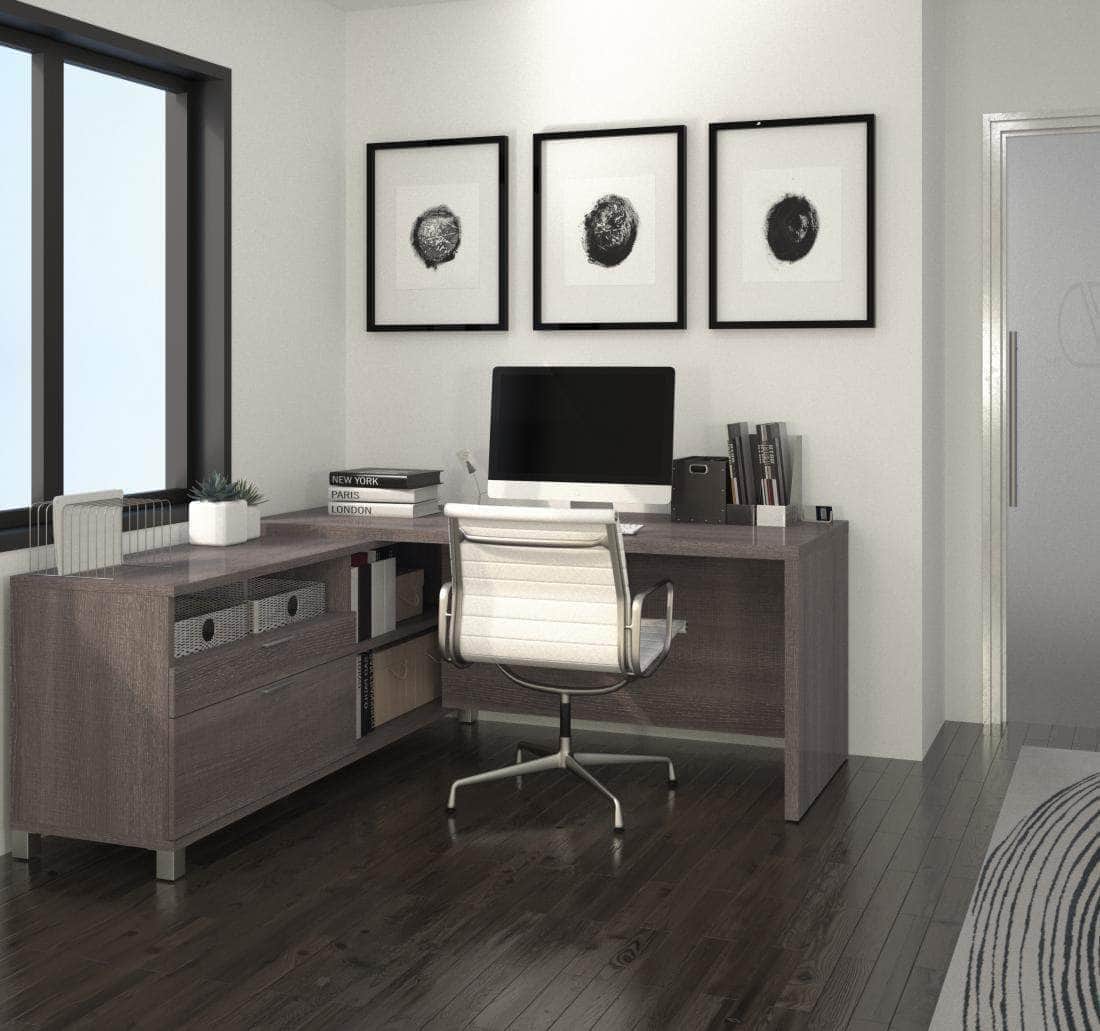 Pro Linea L Shaped Desk for Home Office - Modern Computer Workstation in 2 Colors (Black & White) - Perfect for Small Spaces & Gaming Setup