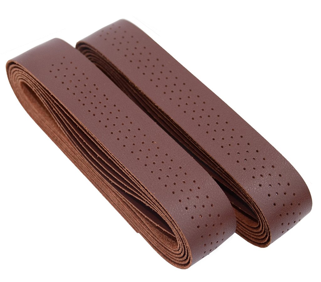 Premium Perforated Synthetic Leather Road Bike Handlebar Tape - Non-Slip, Shock-Absorbing Bicycle Bar Grip with Cork End Plugs | Ideal for Road Cycling, Commuting & Training