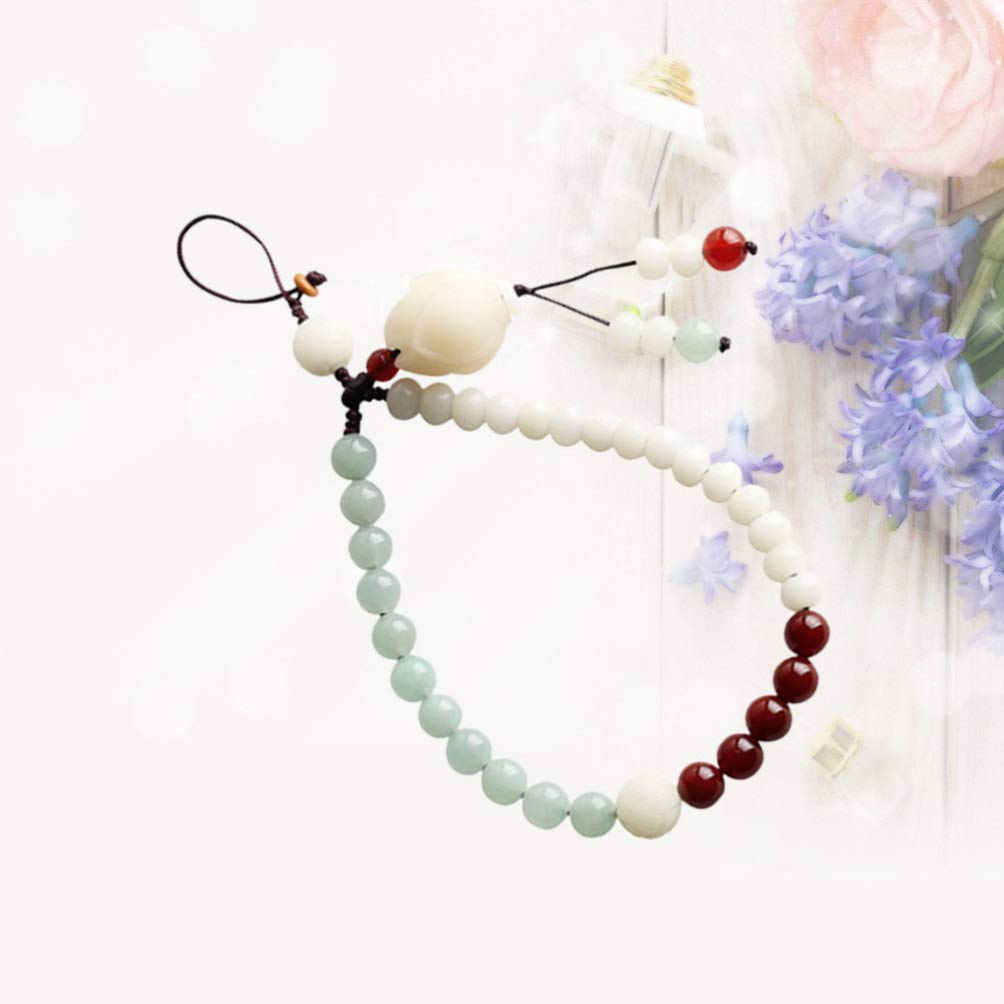Hemobllo Crystal Phone Lanyard - Chinese Style Phone Strap with Pendant, White Short Hanging Chain for iPhone & Android - Perfect for Keychains, Gifts & Accessories