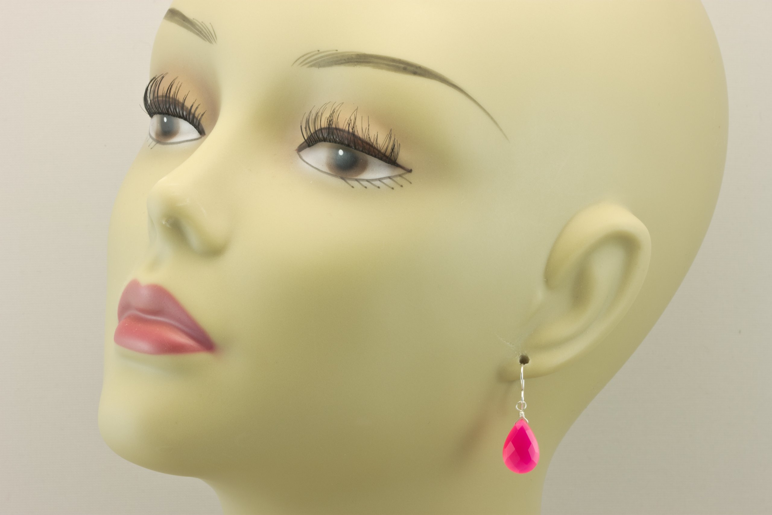 Hot Pink Magenta Chalcedony Faceted Pear Teardrop Earrings - Elegant Briolette Dangle Jewelry for Women | Perfect for Parties, Weddings & Special Occasions