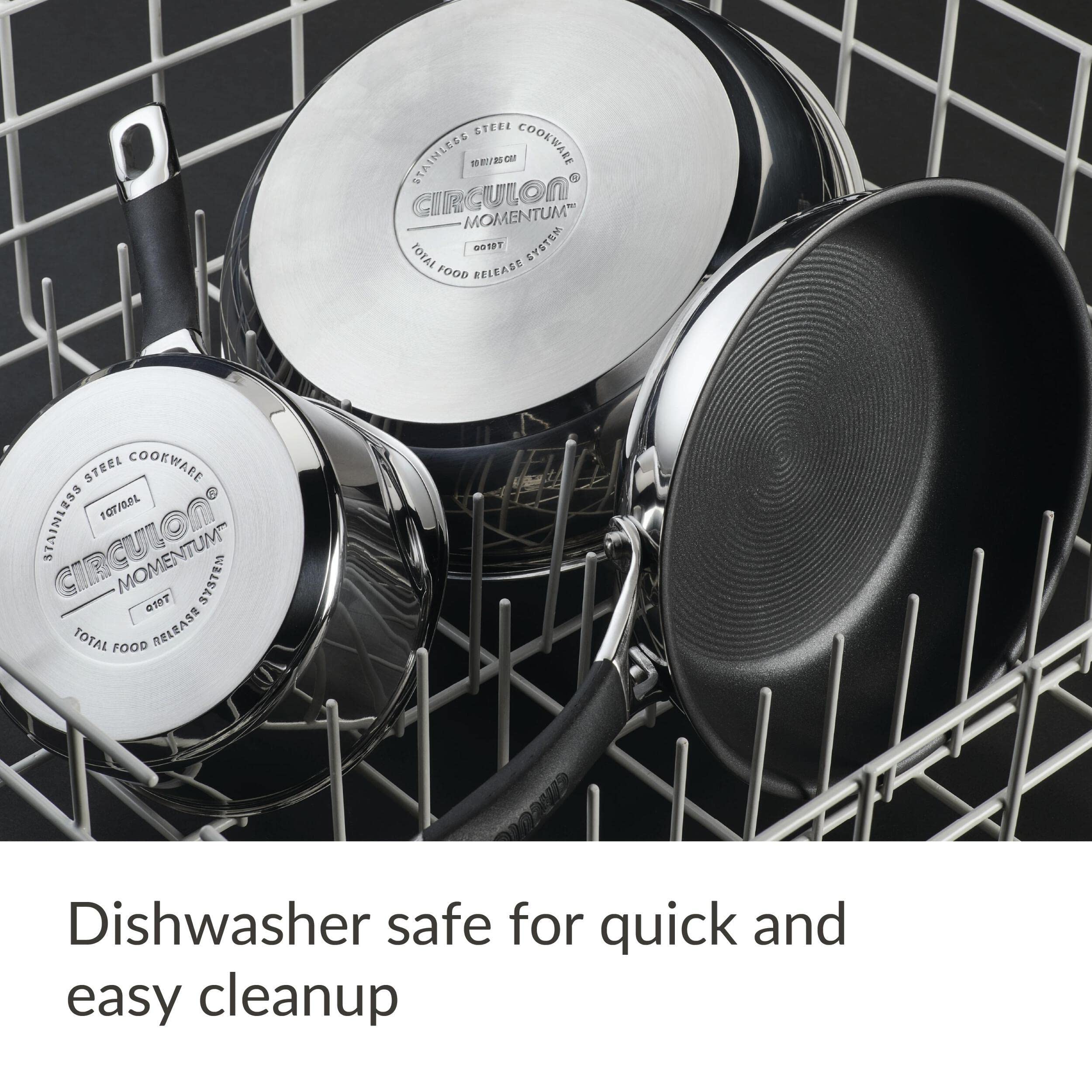 Circulon Momentum 11-Piece Stainless Steel Nonstick Cookware Set with Glass Lids - Pots & Pans for Induction Cooking, Oven & Dishwasher Safe - Perfect for Home Chefs & Professional Kitchens