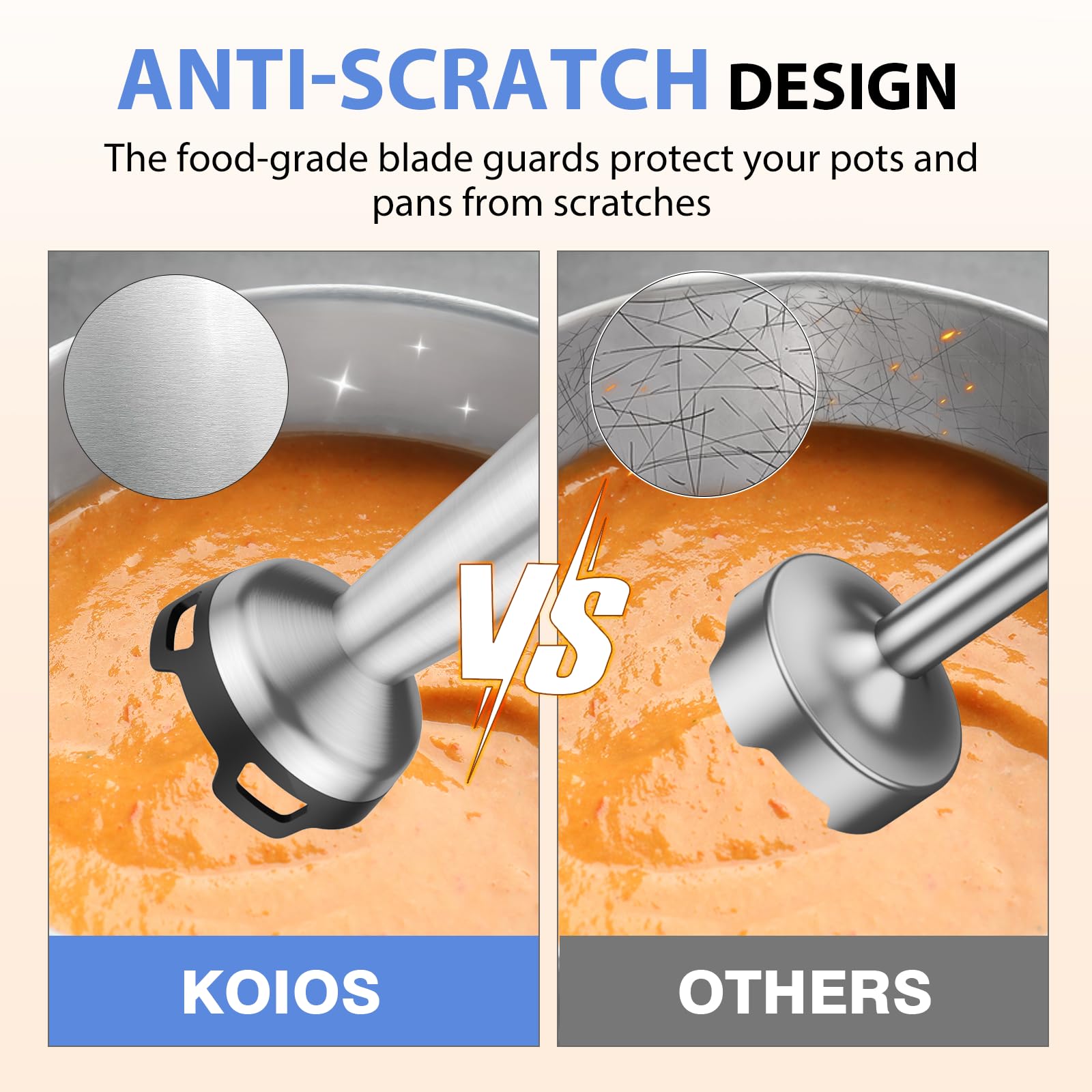 KOIOS 1000W 3-in-1 Immersion Hand Blender with 12 Speed Settings & Turbo Mode - Stainless Steel Anti-Scratch Blade, Whisk & Milk Frother - BPA-Free Black Stick Blender for Smoothies, Soups, Baby Food & Baking