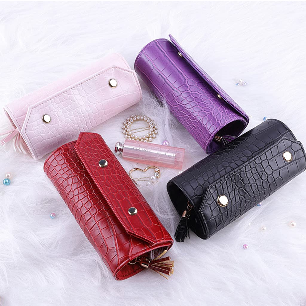 Portable Travel Jewelry Organizer Box - PU Leather Jewelry Storage Pouch for Rings, Earrings & Necklaces - Compact Jewelry Case for Women - Perfect for Travel, Home & Gift Giving