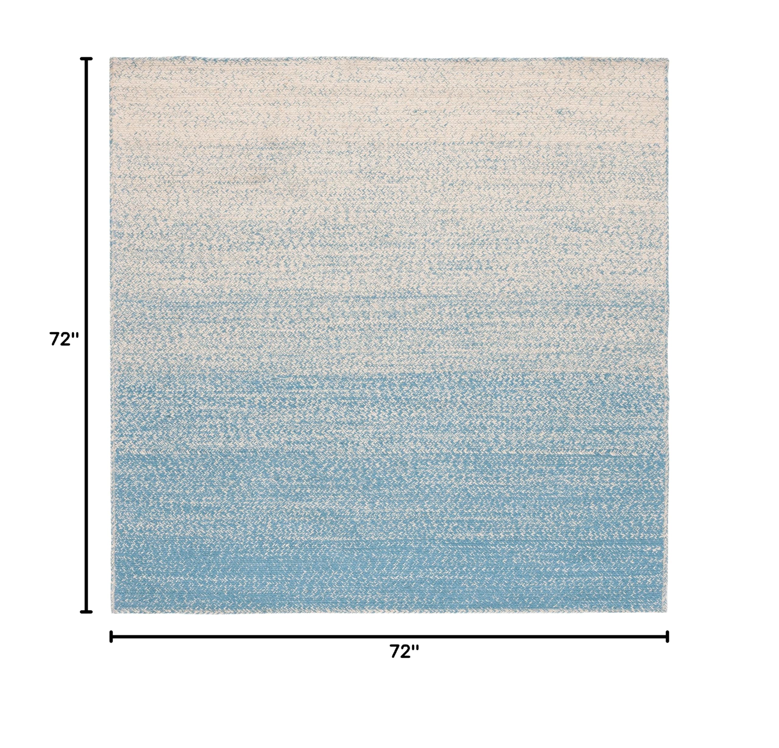 SAFAVIEH Handmade Boho Ombre Jute Area Rug 6'x6' - Natural & Light Blue (NFB263M) | Eco-Friendly Natural Fiber Collection for Living Room, Dining Room & Bedroom Decor
