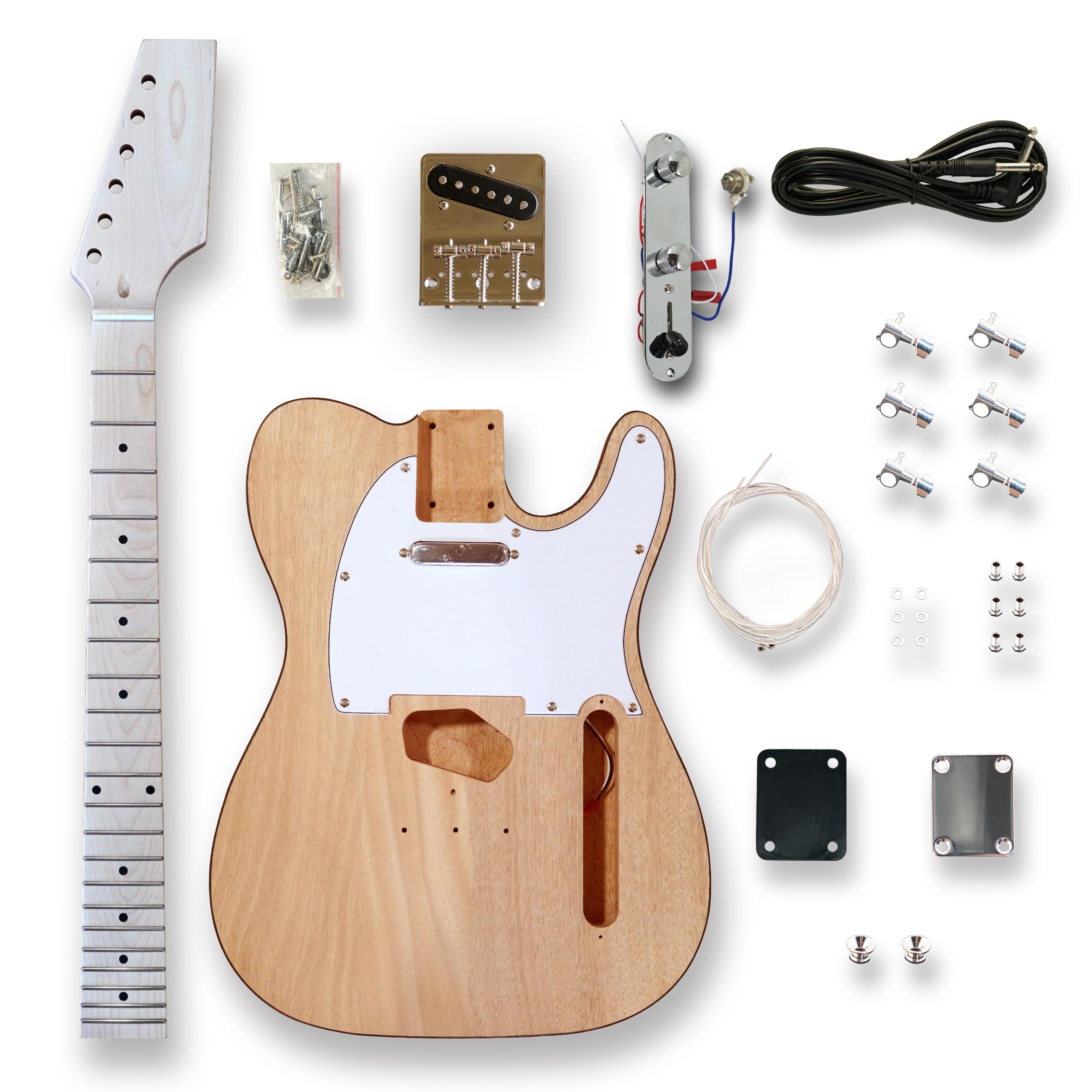 BexGears DIY Electric Guitar Kit - TL Style with Okoume Wood Body, Maple Neck & Fingerboard | Perfect for Beginners, Musicians & Home Studio Recording