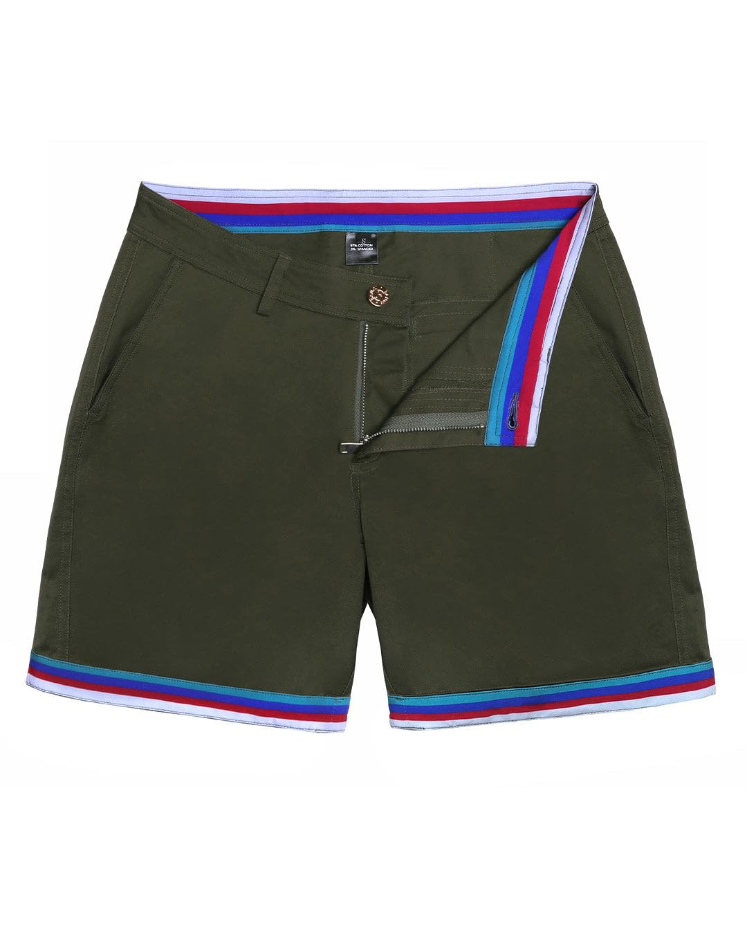 **Men's Stretchy Chino Shorts - Comfortable Cotton Casual Streetwear with Reversible Cuffs | Perfect for Summer, Gym, and Outdoor Activities**