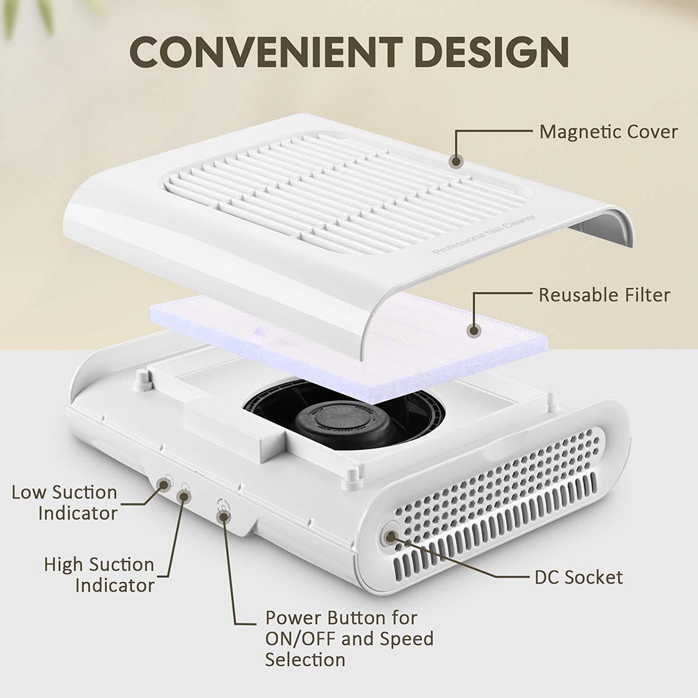TheLAShop Professional Nail Dust Collector with Powerful Suction - Perfect for Nail Salons, Home Manicures & Nail Art Studios