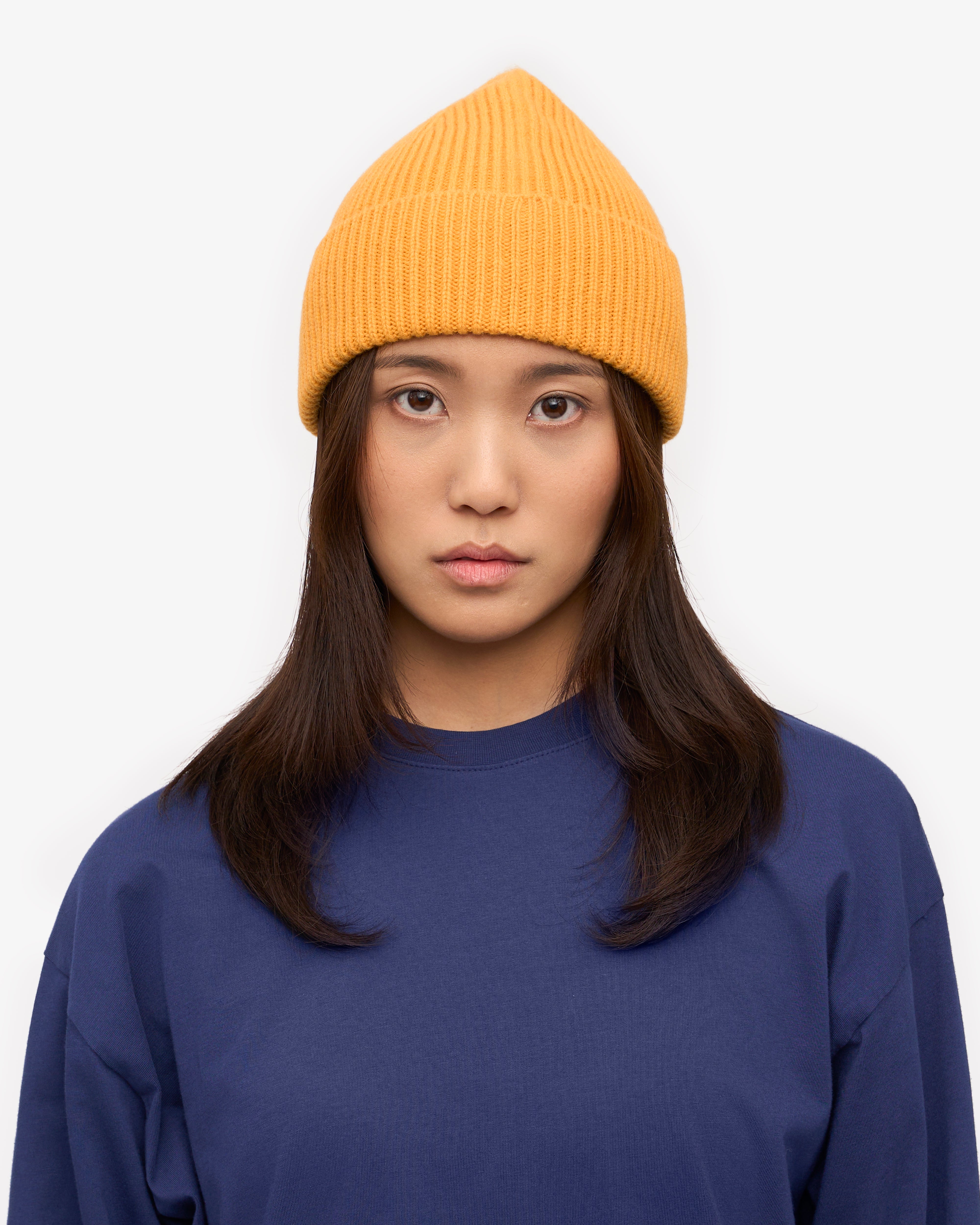Premium Merino Wool Beanie - Soft & Warm Winter Hat for Men & Women - Burned Yellow - Perfect for Skiing, Hiking & Outdoor Activities