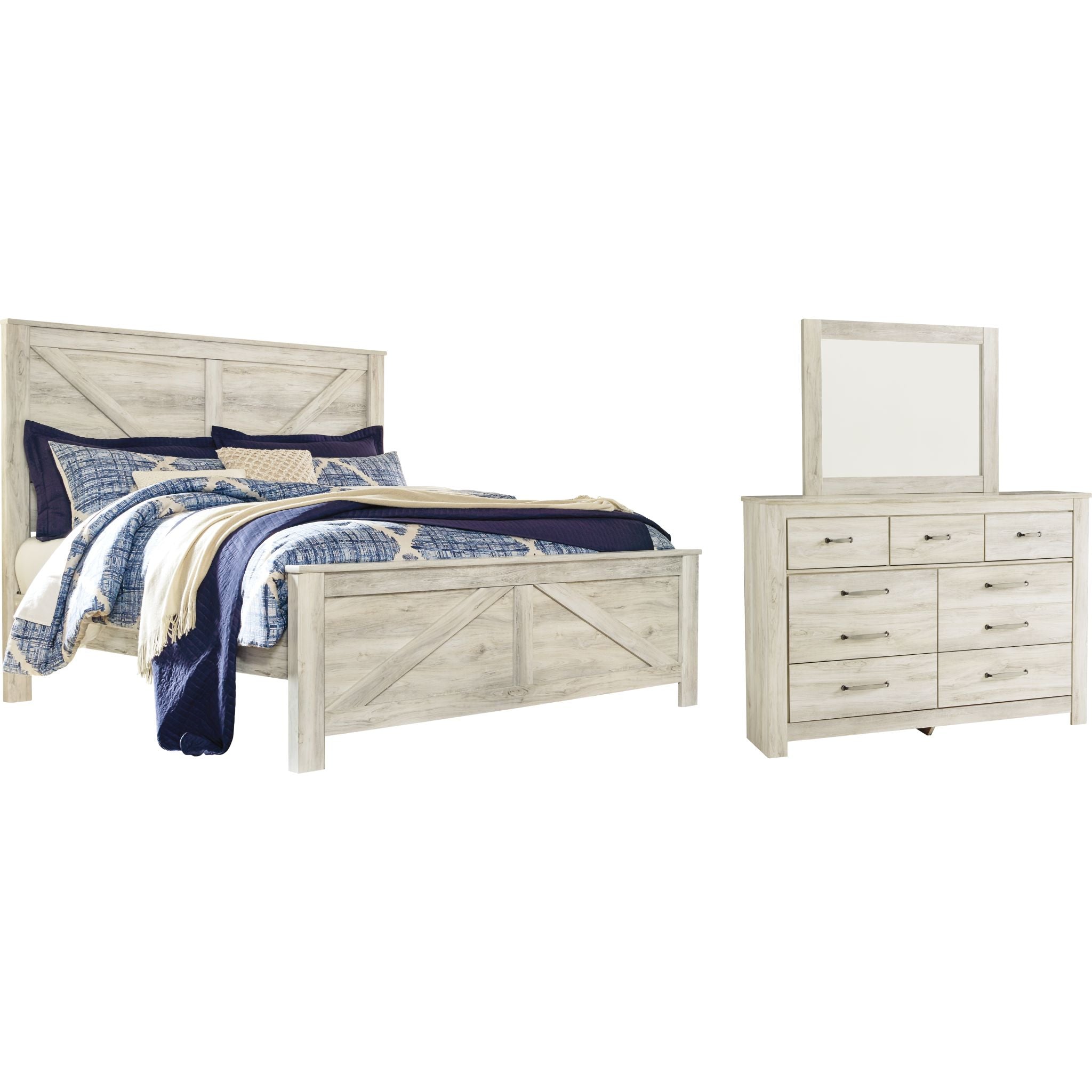 Bellaby 5-Piece King Size Bedroom Set - Whitewashed Wood Finish for Modern Farmhouse & Coastal Style Bedrooms