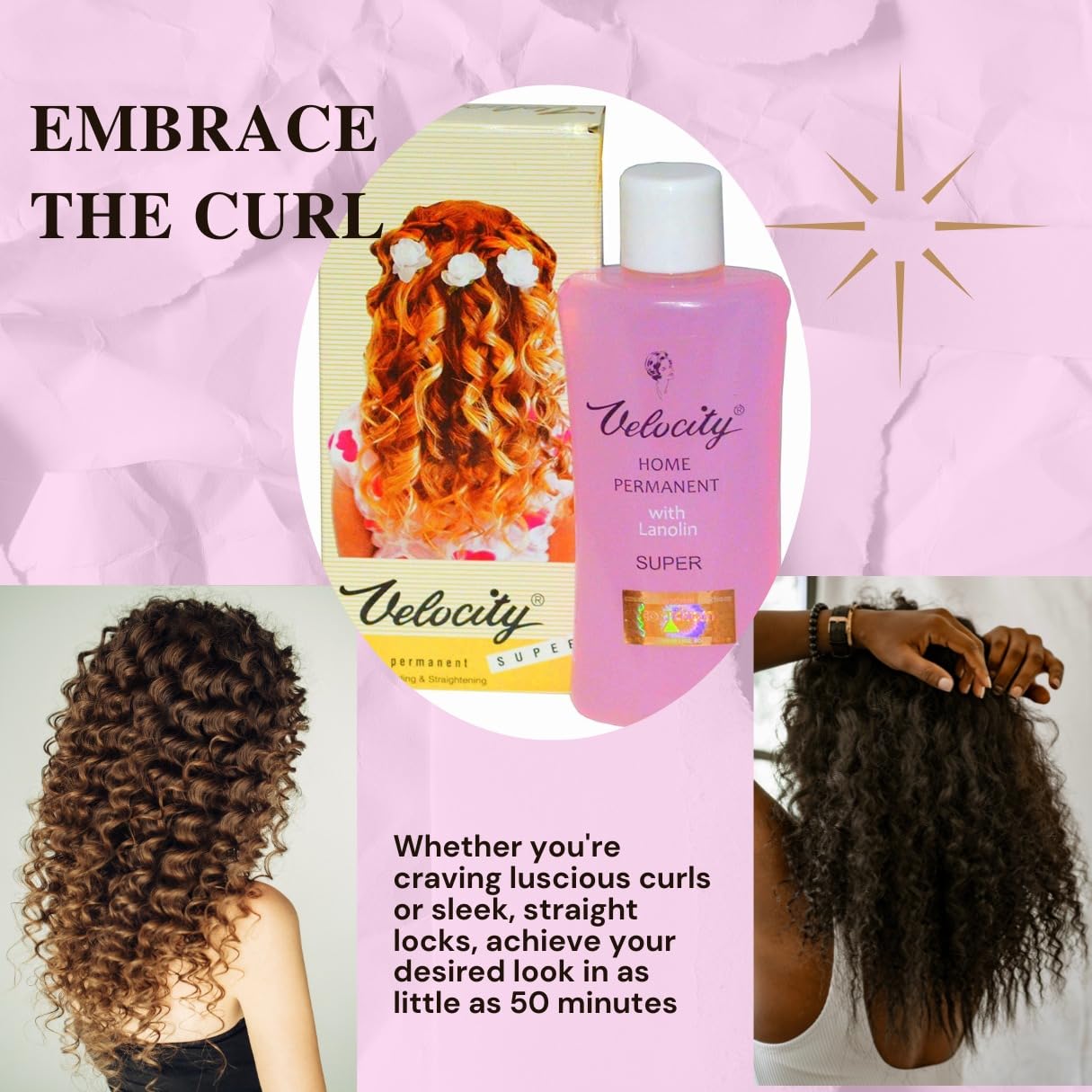 VELOCITY HOME PERMANENT Hair Curling & Straightening Iron - Baby Pink Professional Styling Tool for Salon-Quality Waves & Straight Hair at Home | Perfect for Daily Styling, Special Occasions & Salon-Like Results