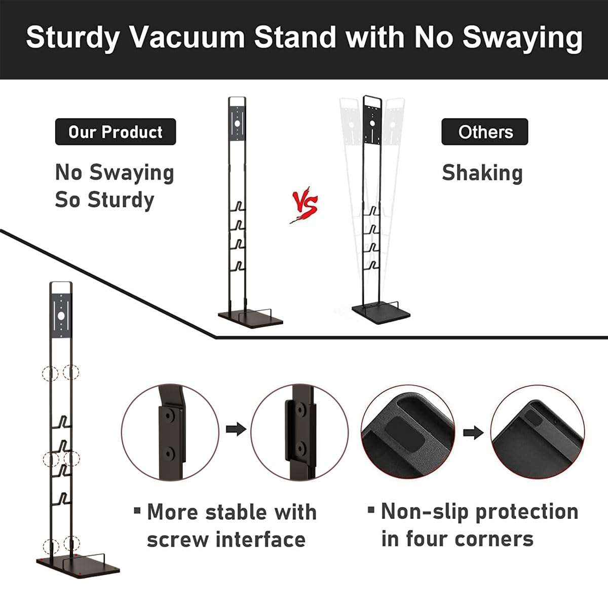 Foho Vacuum Stand Holder - Stable Storage Bracket for Dyson V15, V11, V10, V8, V7, V6 Cordless Handheld Vacuum Cleaners & Accessories - Perfect for Home, Office, and Garage Organization